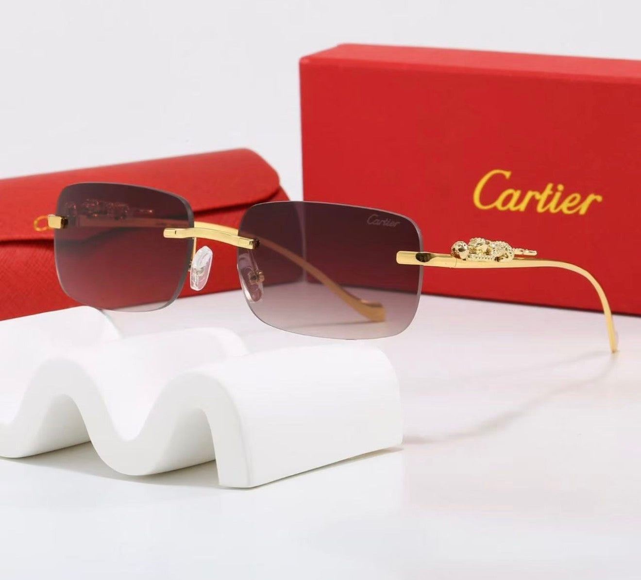 Rimless Animal Motif Sunglasses