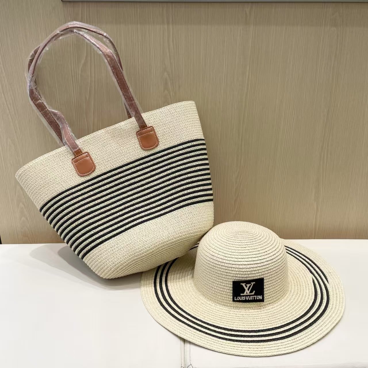 Beach Straw Bag w/ matching Sun Hat