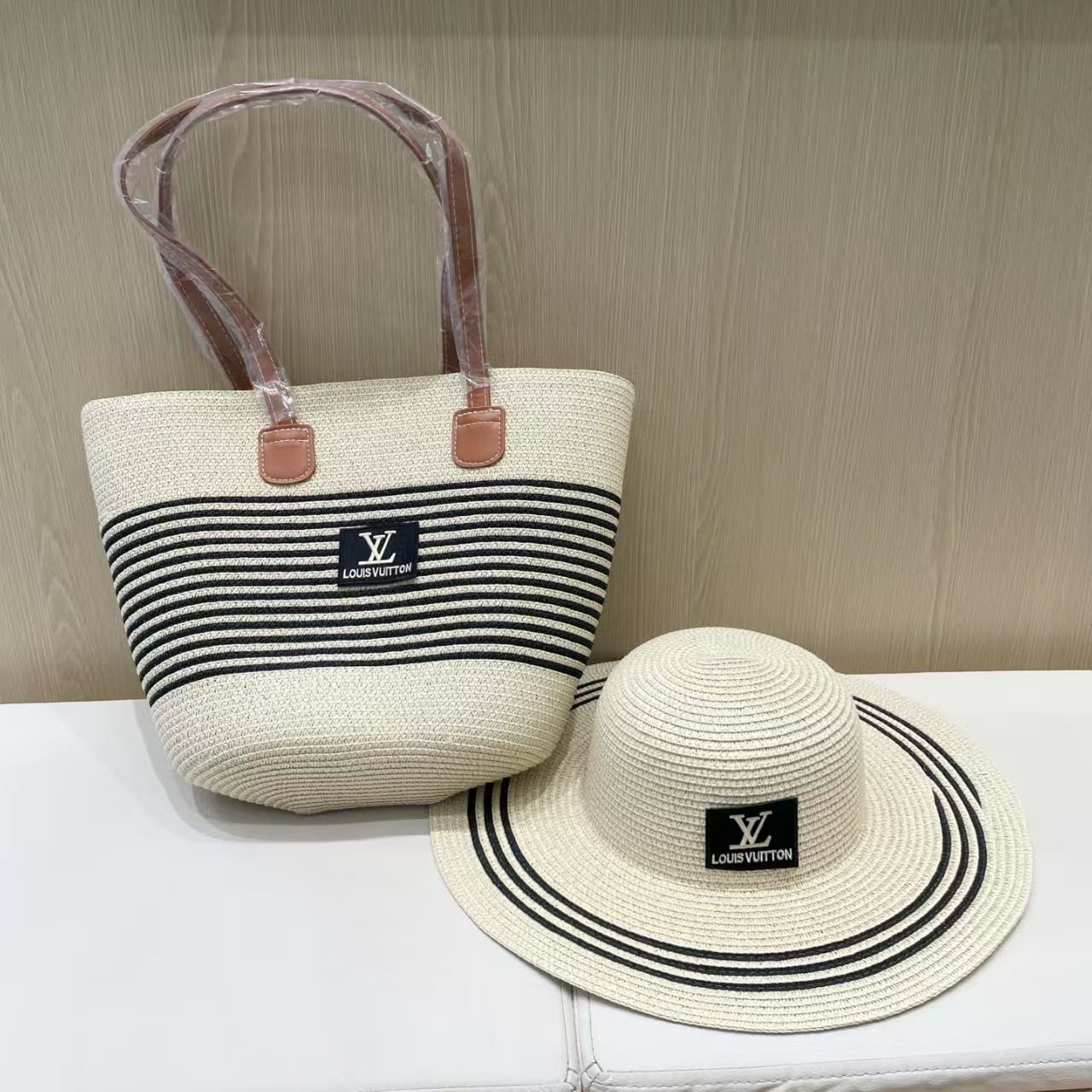 Beach Straw Bag w/ matching Sun Hat
