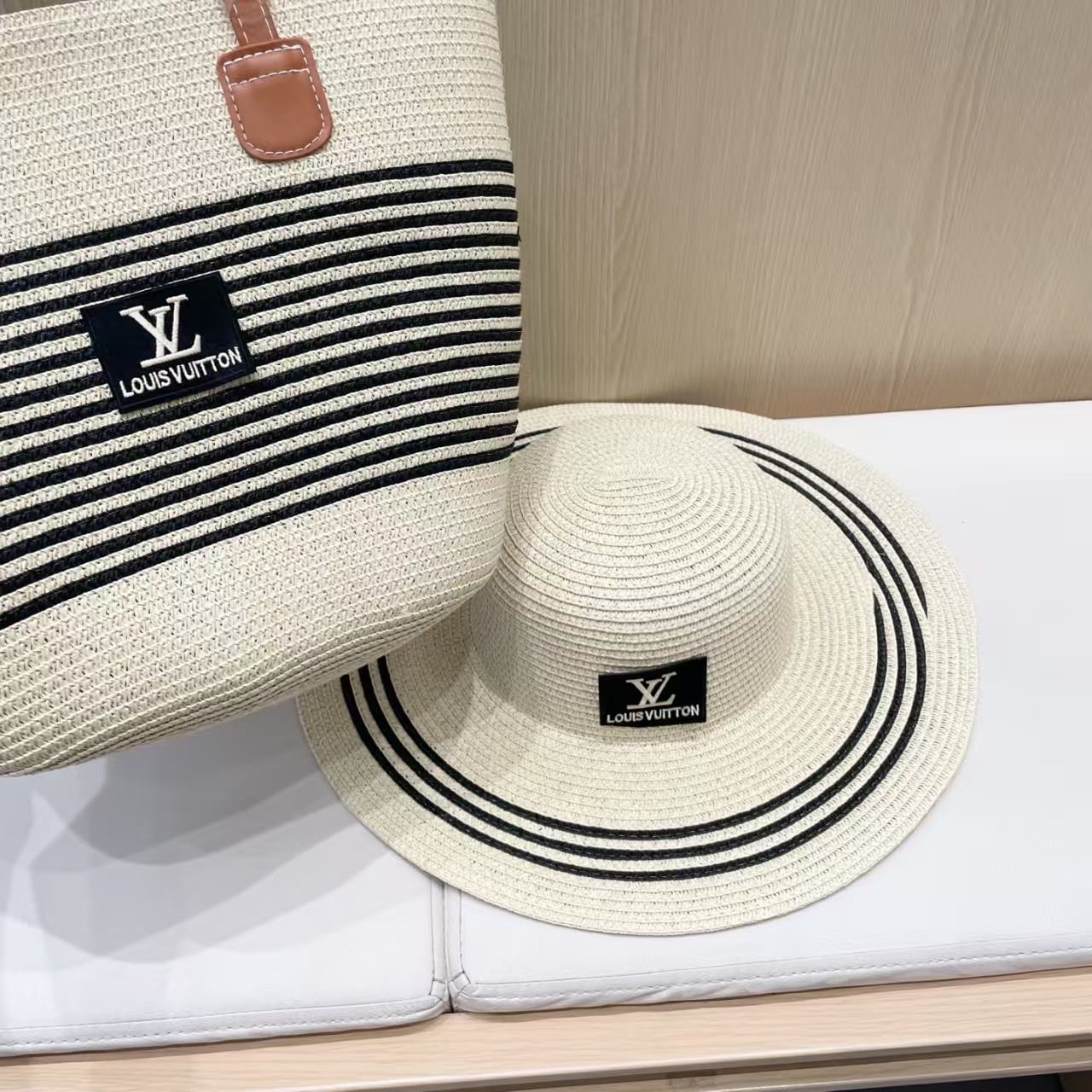 Beach Straw Bag w/ matching Sun Hat