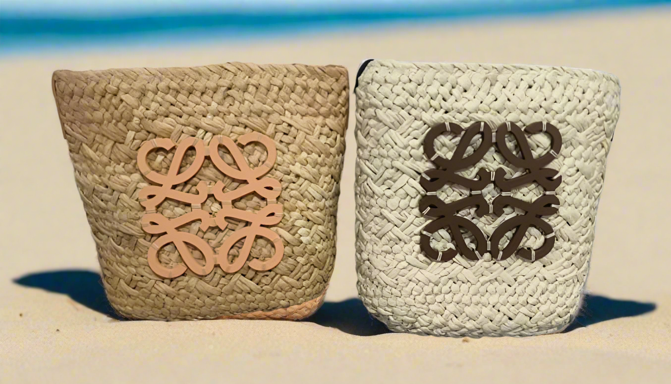 Straw Beach Bag w/Design