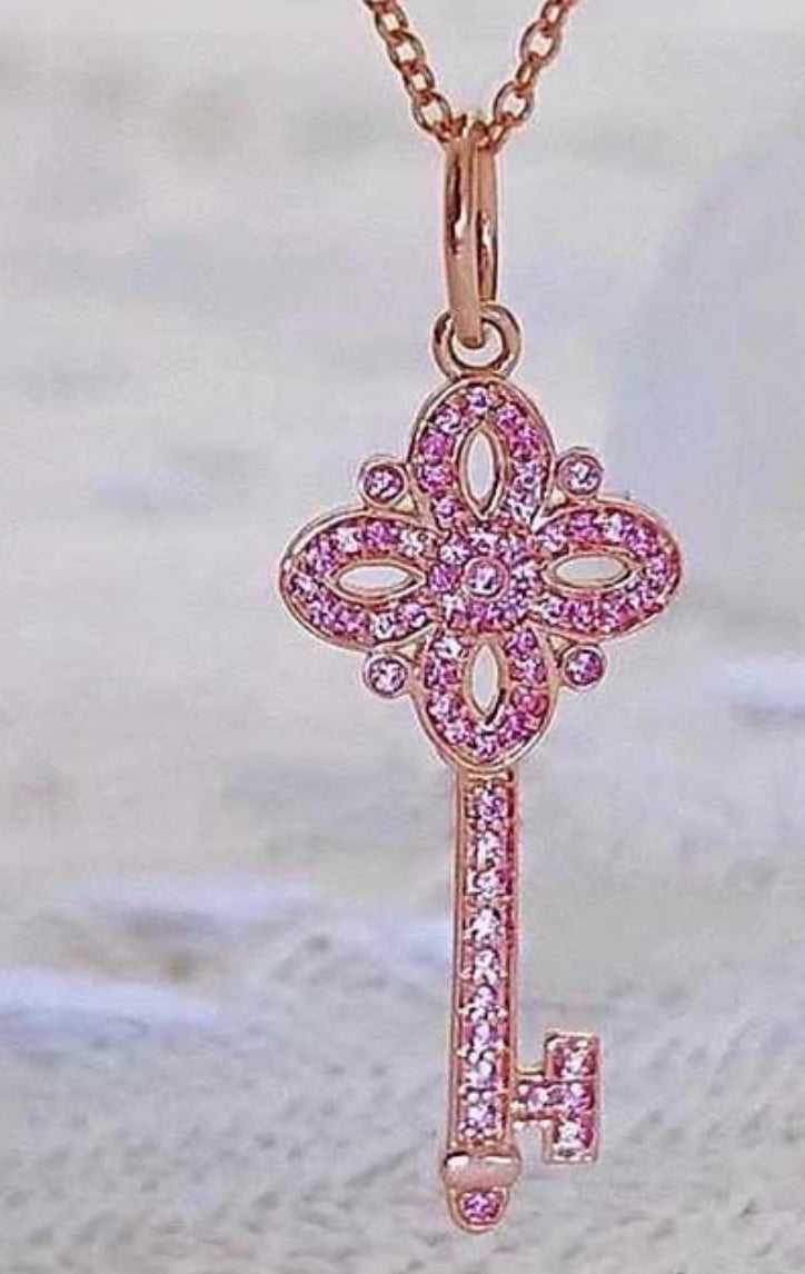 Bling Intricate Key Necklace