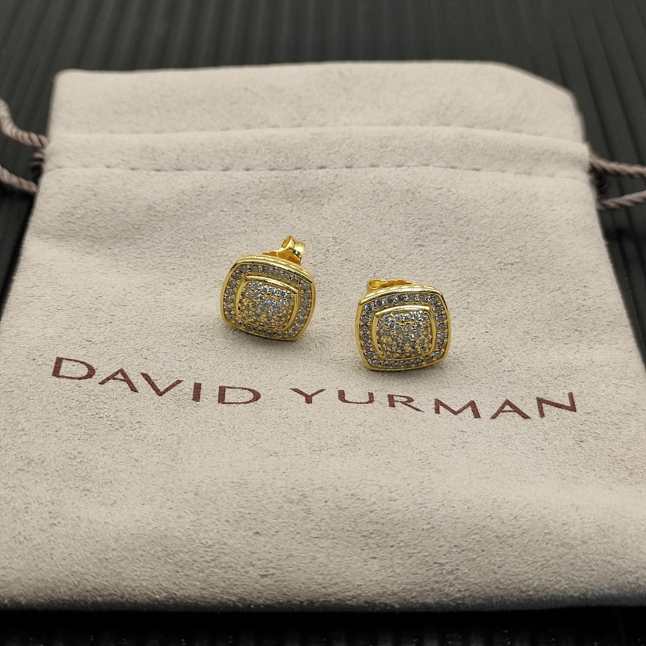DY Designer Pave Stud Earrings