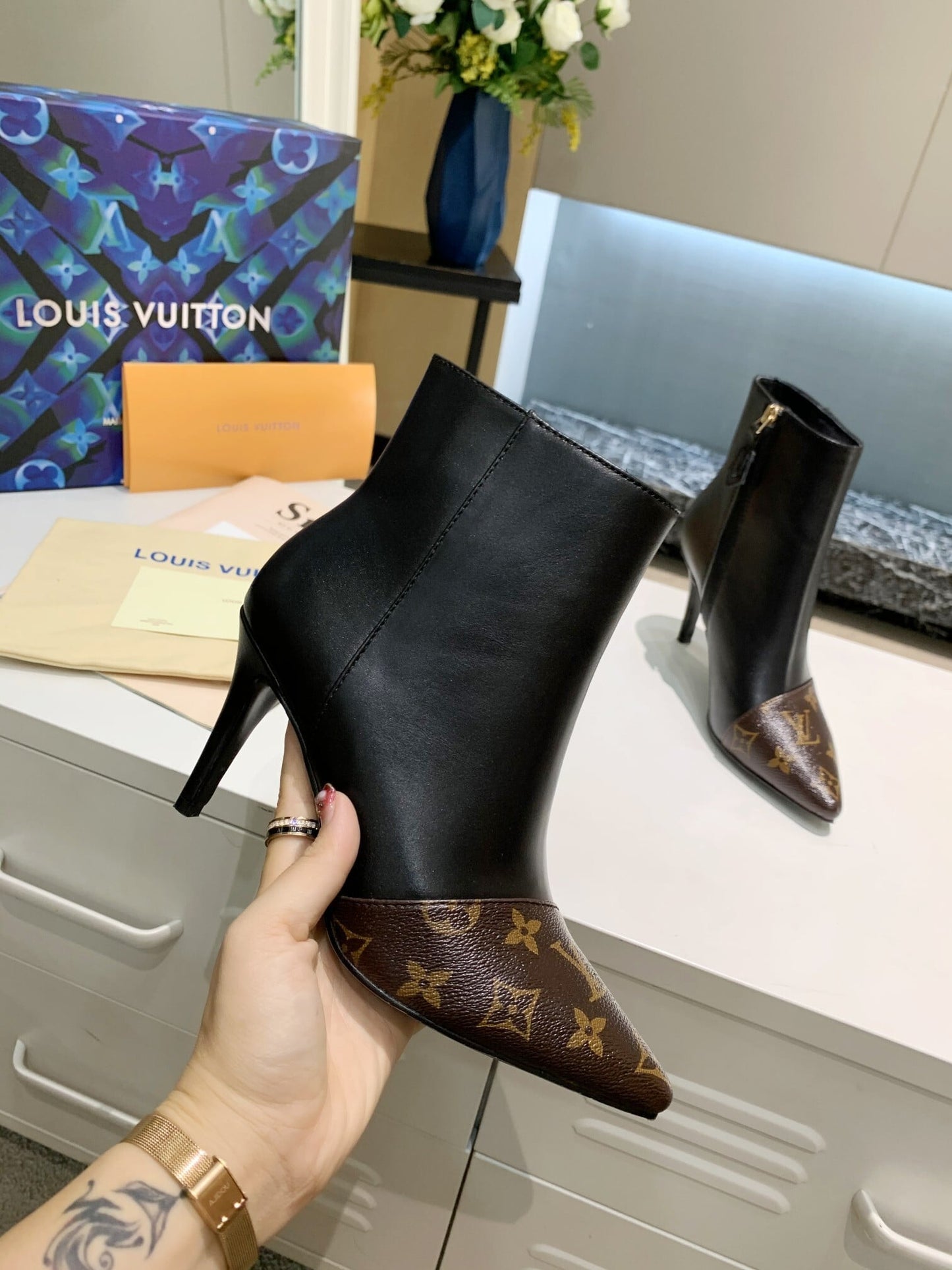 Brown & Black Designer Boots