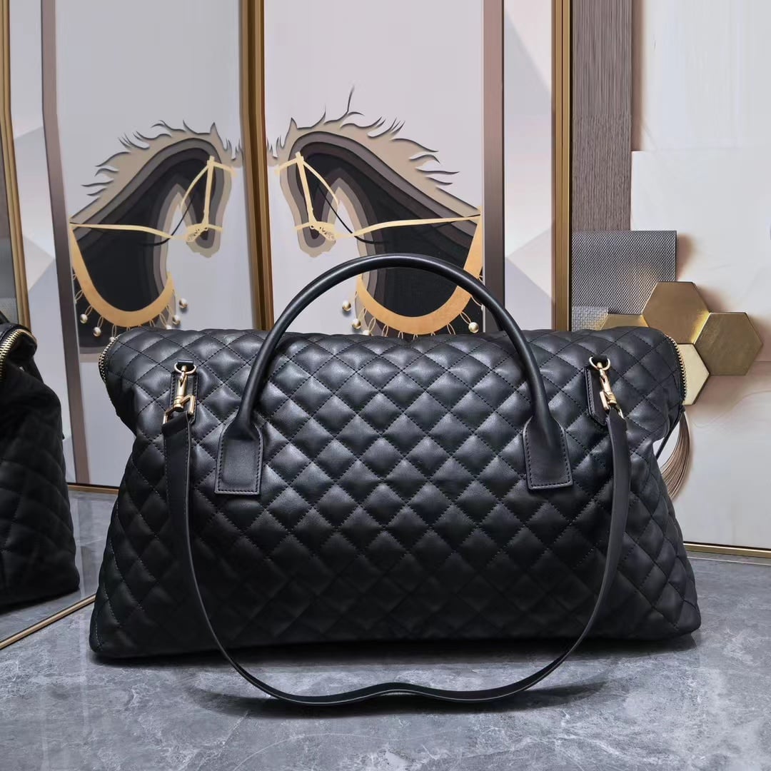 Black Quilted Duffel Bag