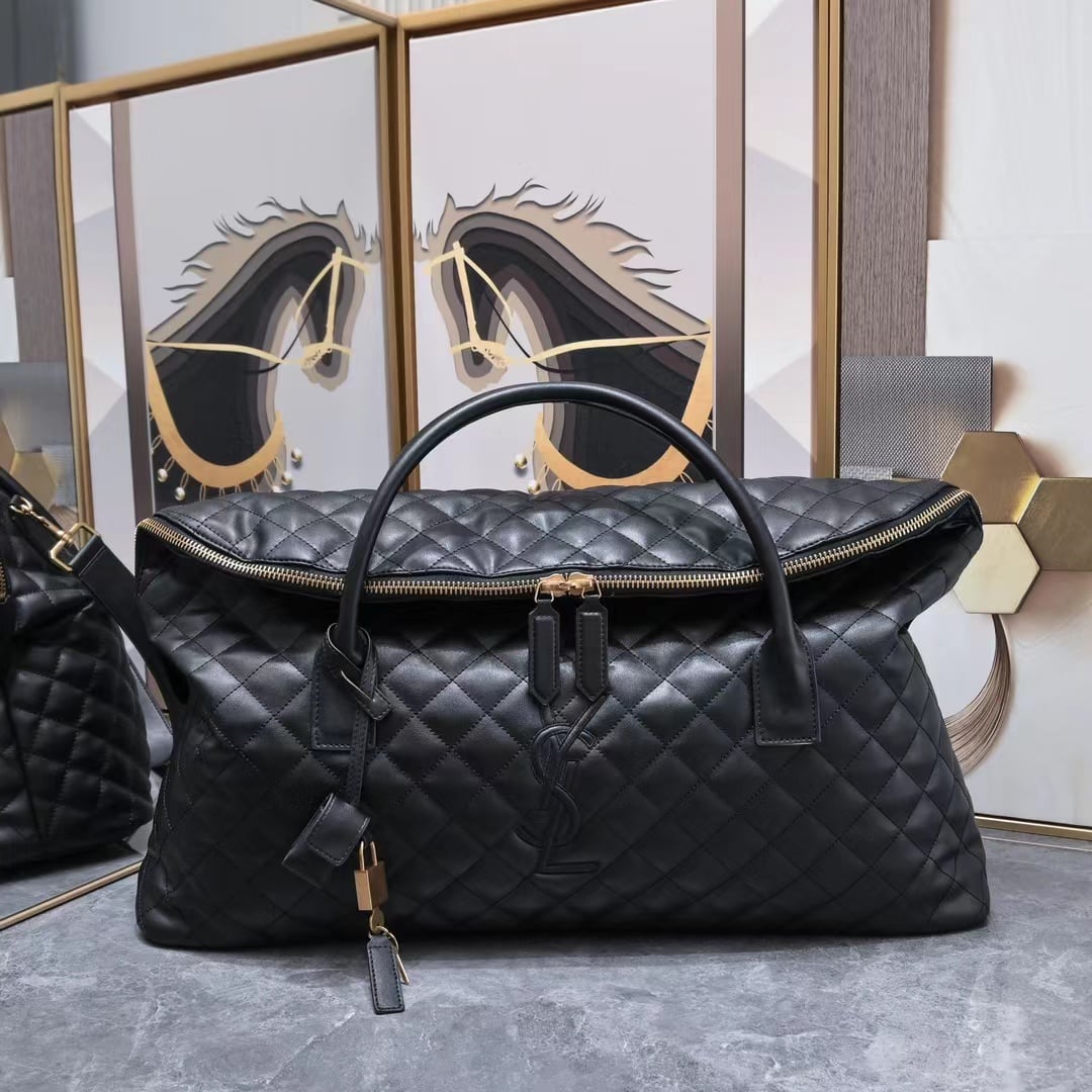 Black Quilted Duffel Bag