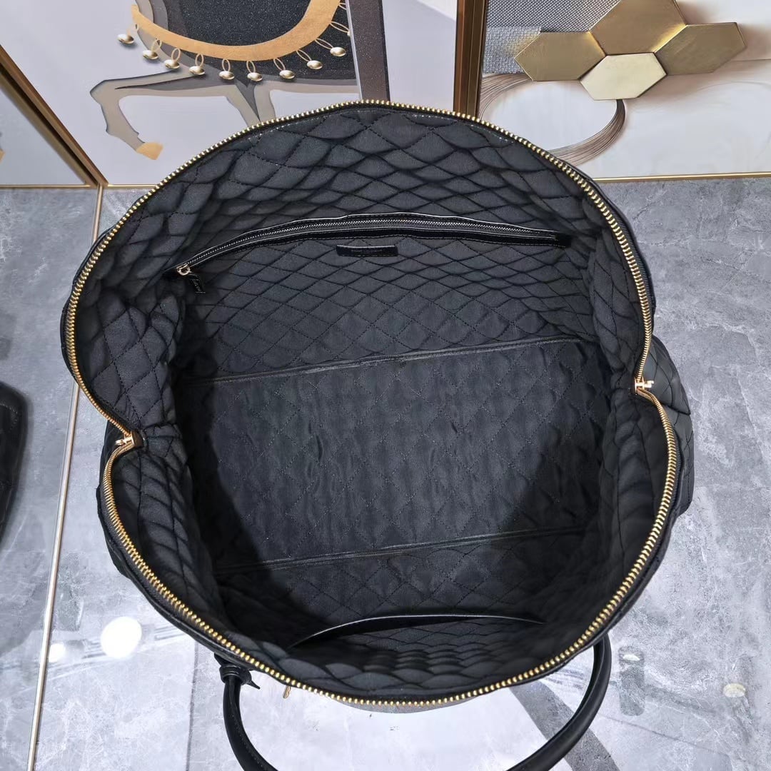 Black Quilted Duffel Bag