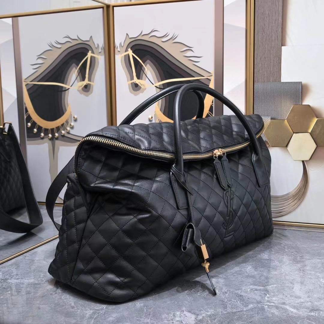 Black Quilted Duffel Bag