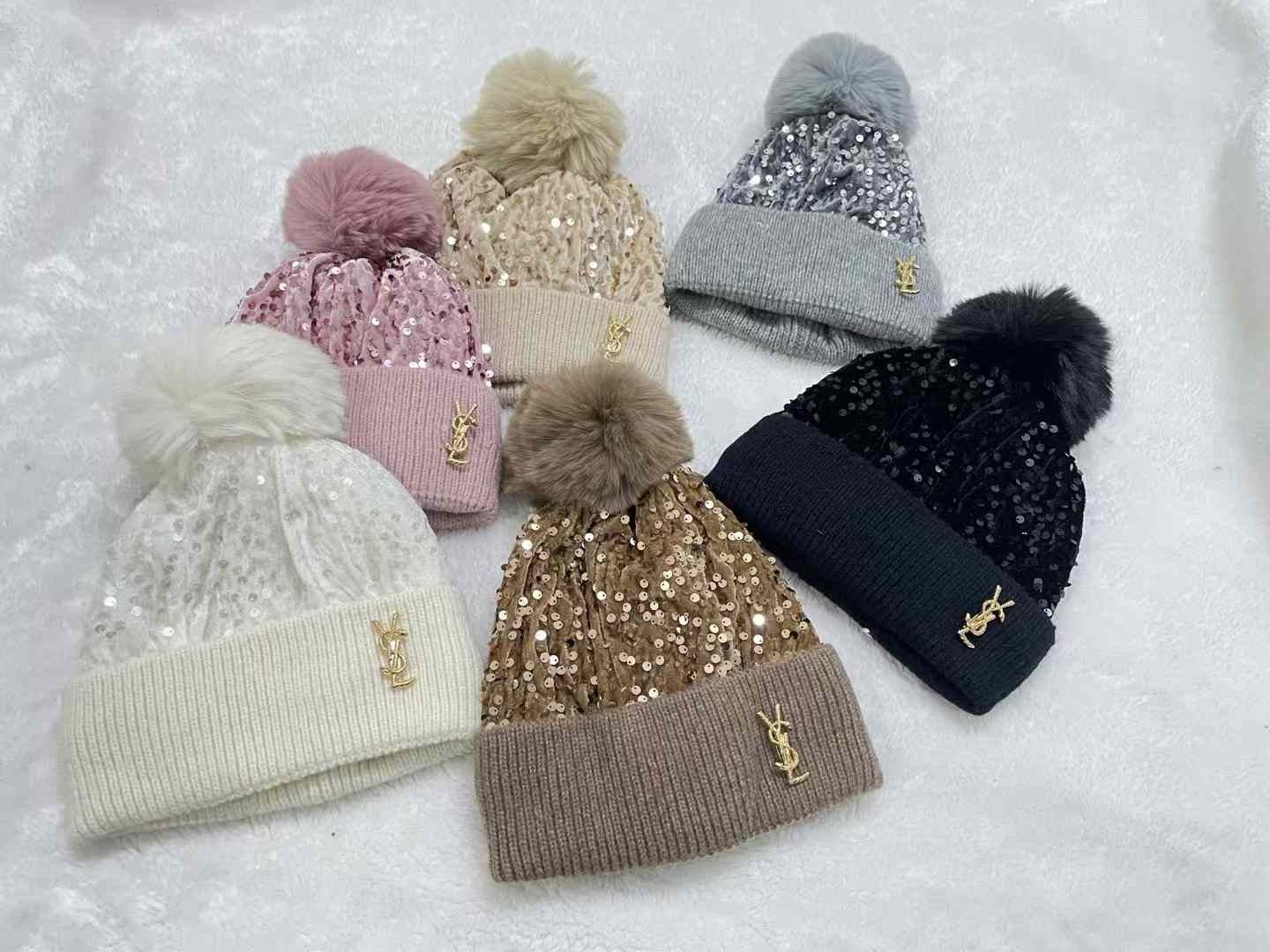 Sparkly Winter Pom Pom Hats - Style 1