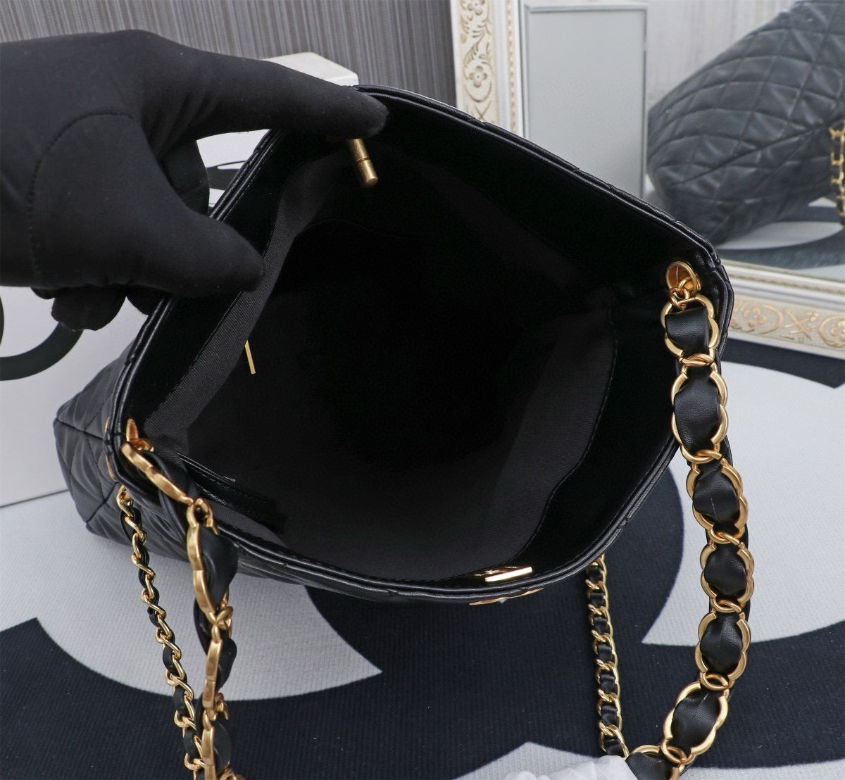 Black Quilted Flap Bag