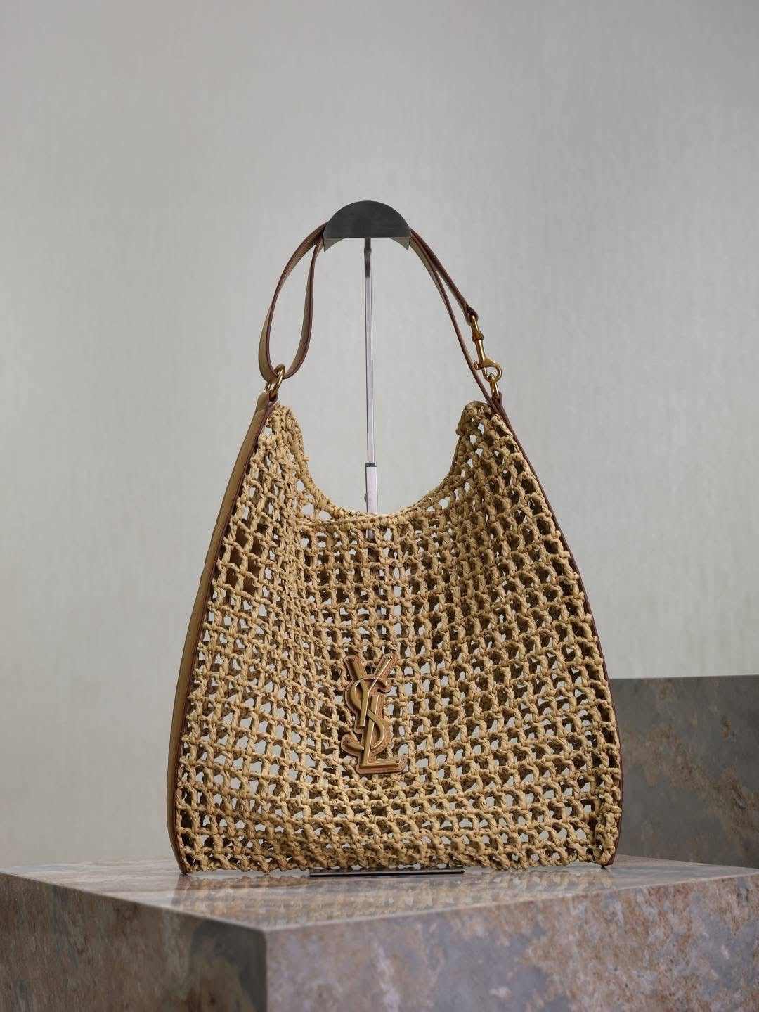 Designer Straw Bag w/leather strap