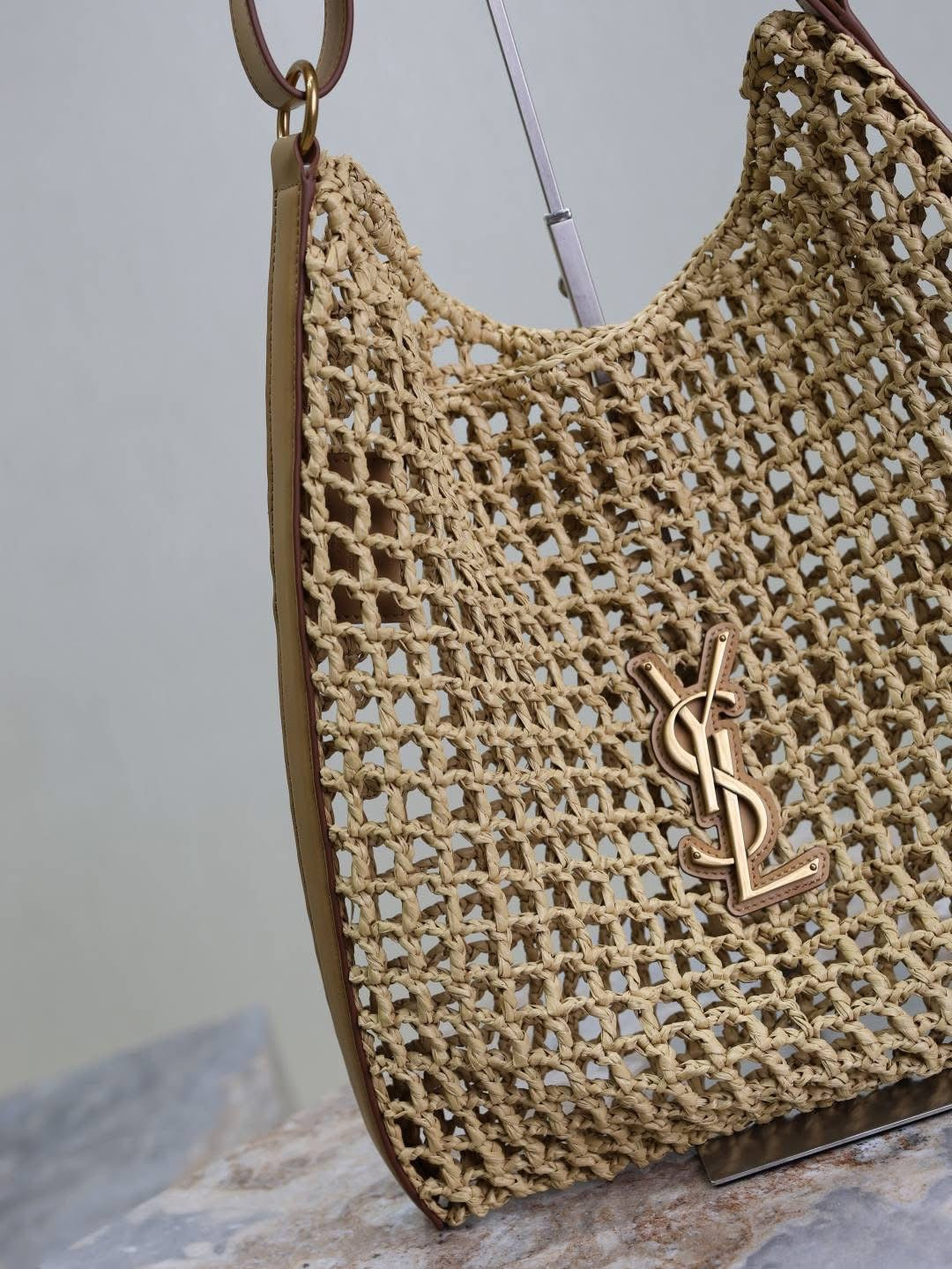 Designer Straw Bag w/leather strap