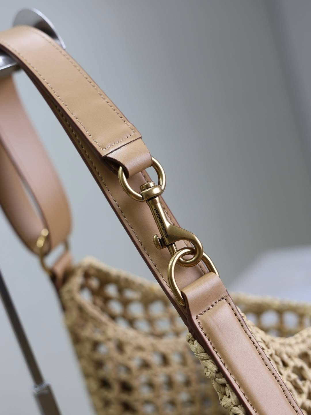 Designer Straw Bag w/leather strap