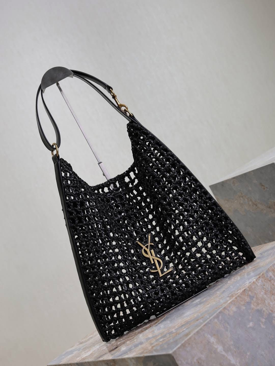 Designer Straw Bag w/leather strap