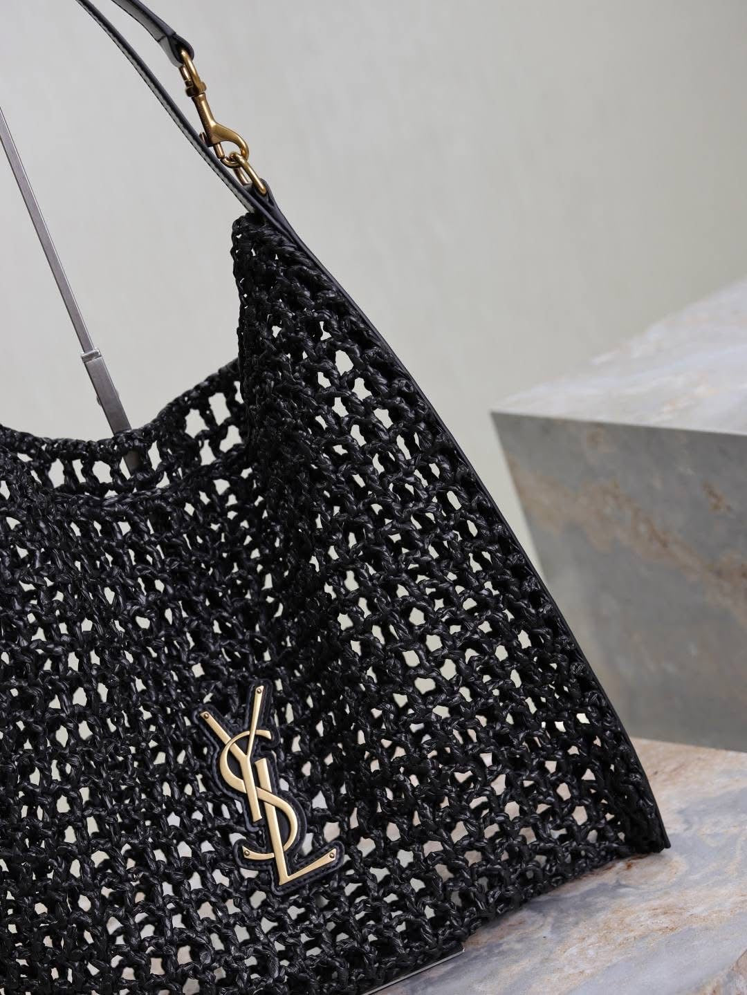 Designer Straw Bag w/leather strap