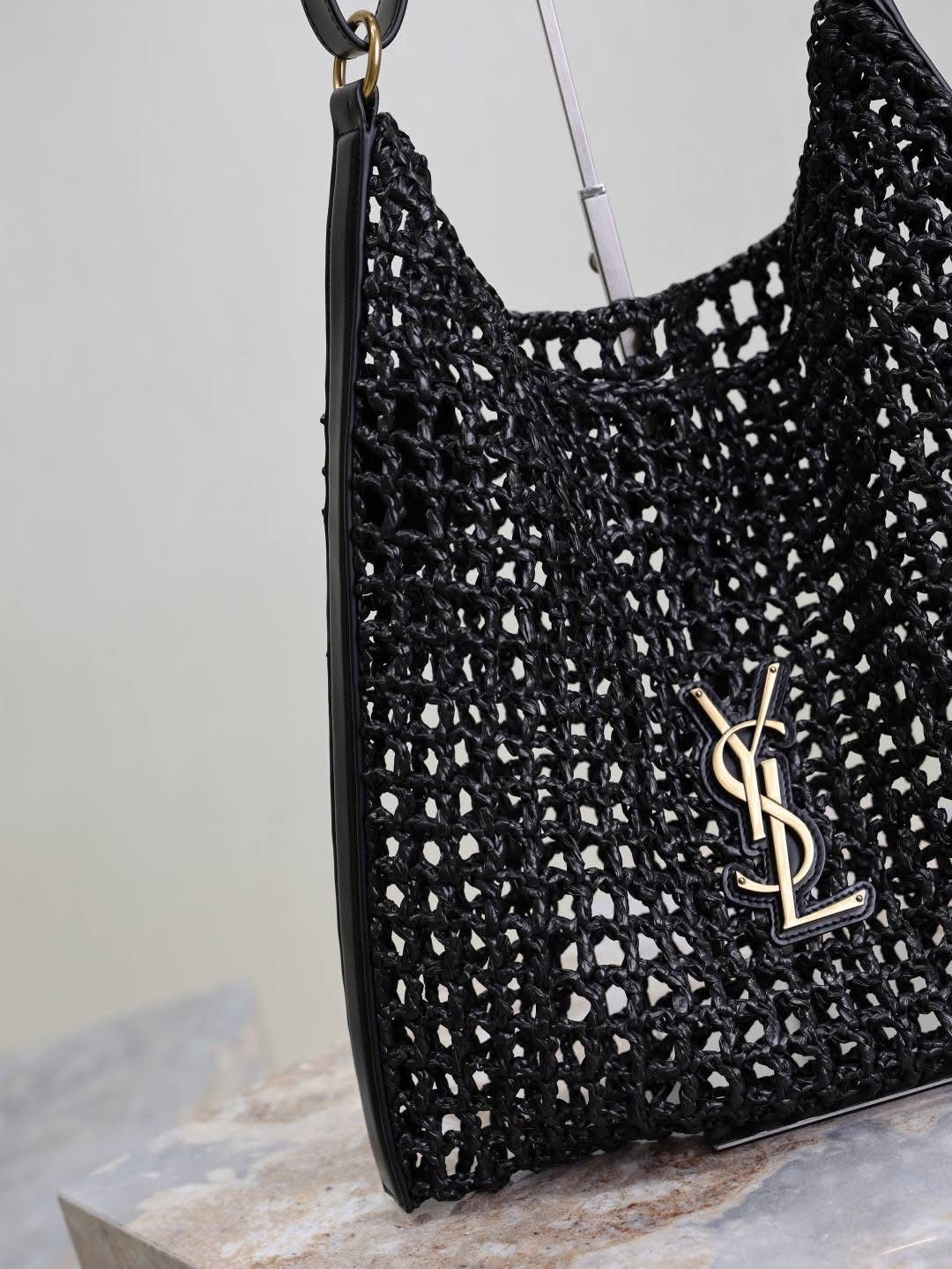 Designer Straw Bag w/leather strap