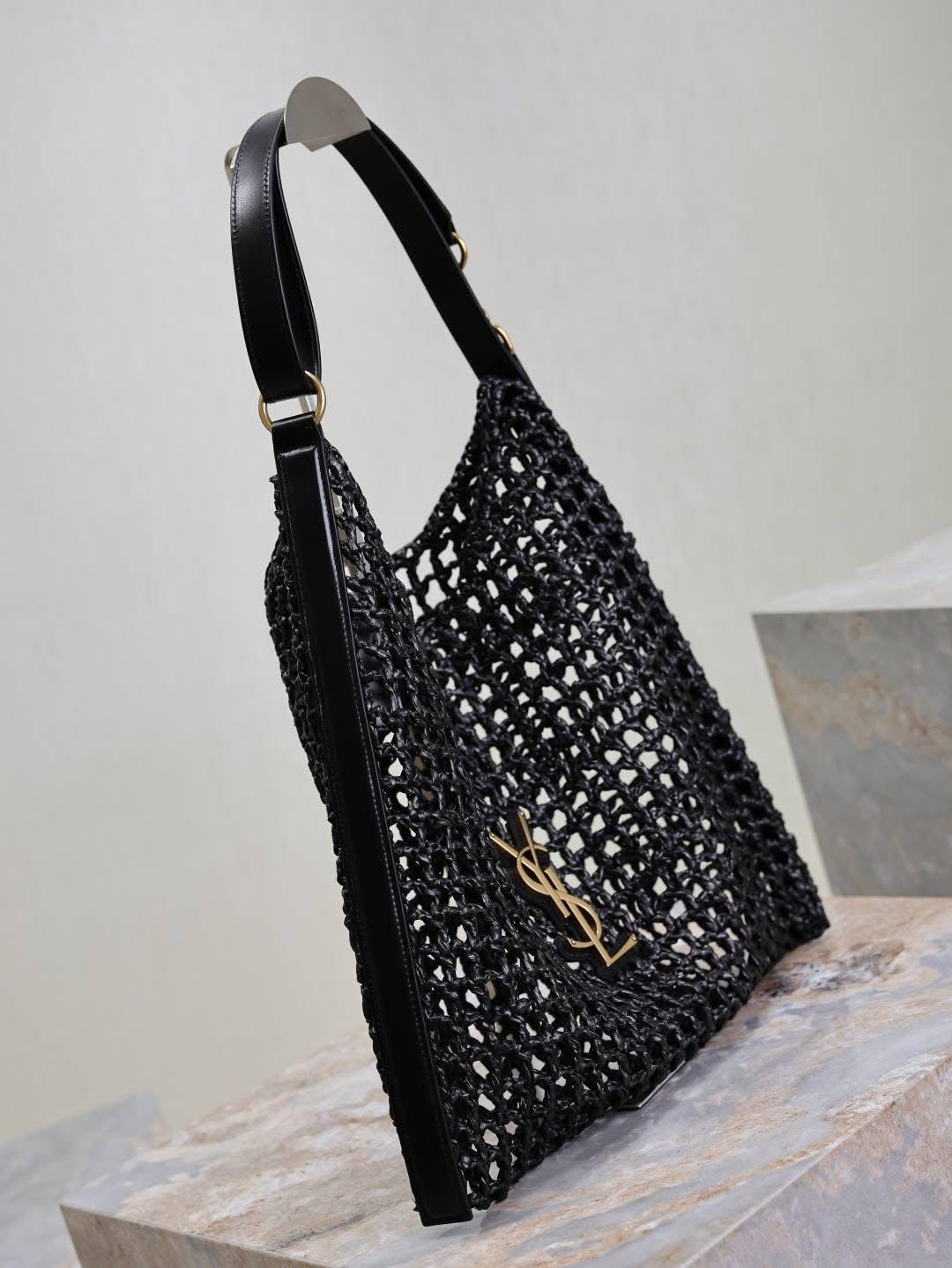 Designer Straw Bag w/leather strap