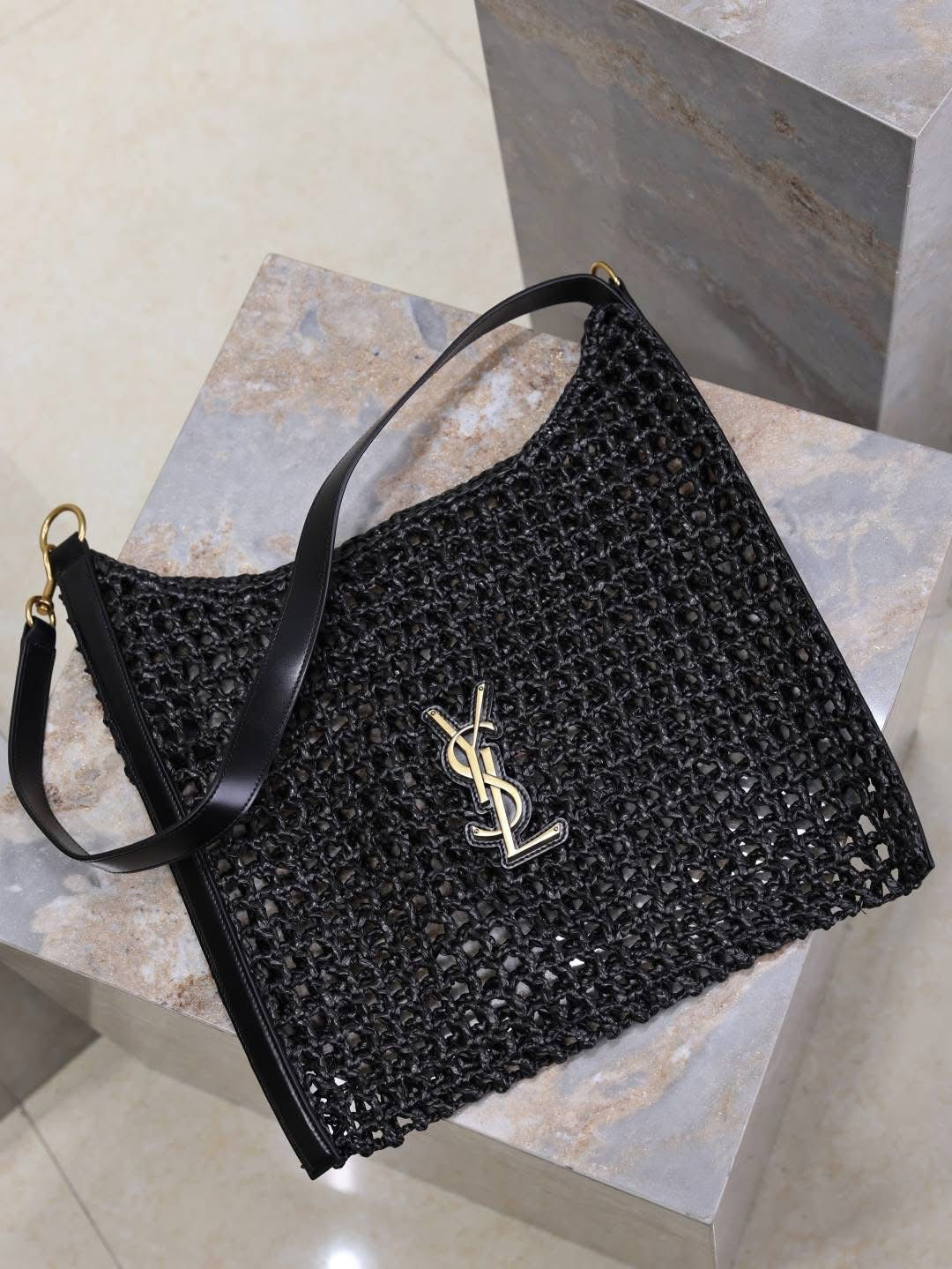 Designer Straw Bag w/leather strap