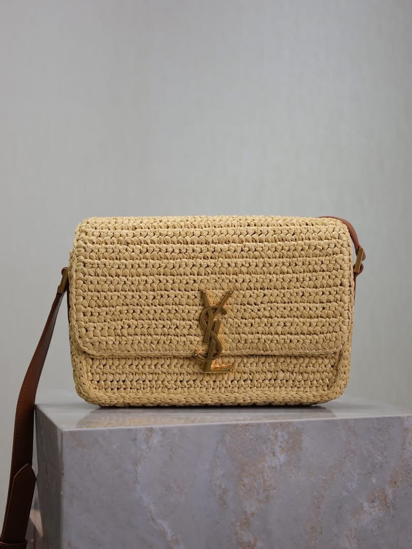 Designer Straw Flap Bag
