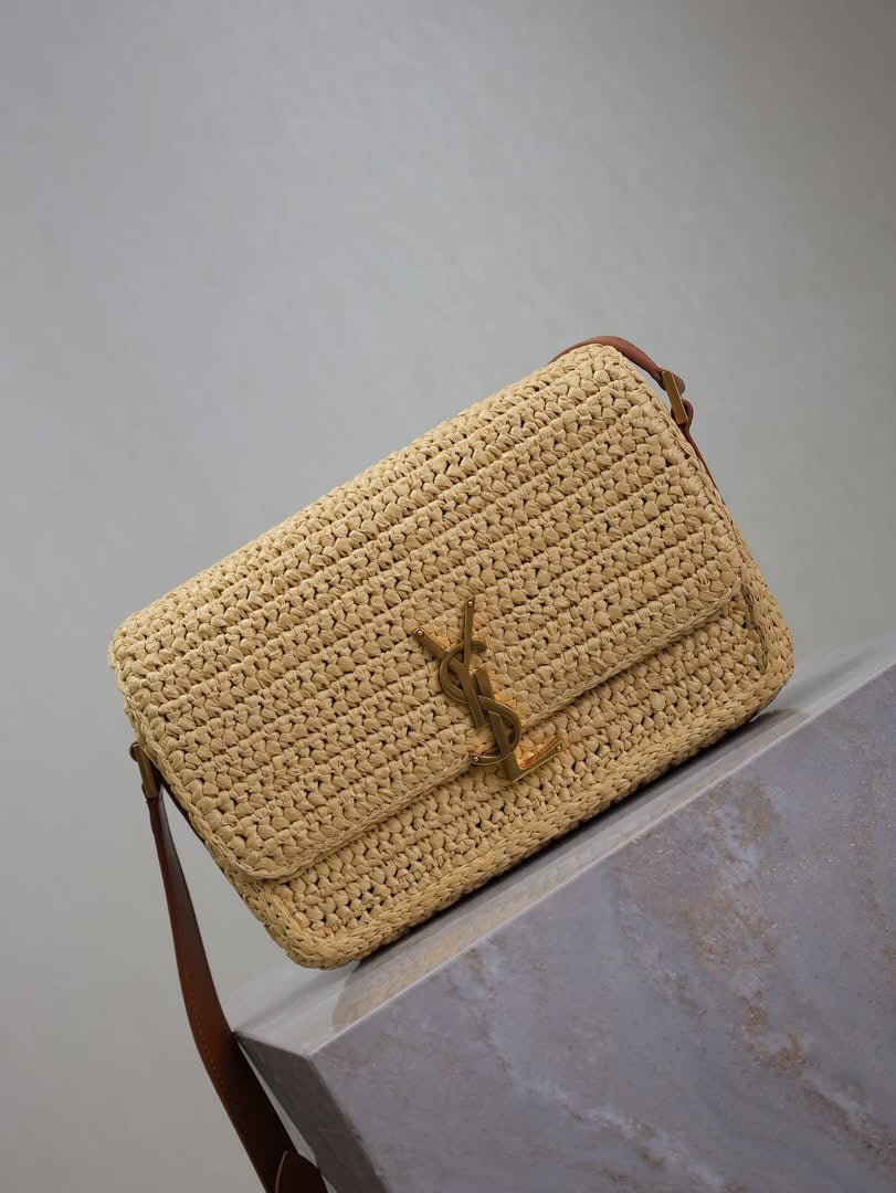 Designer Straw Flap Bag