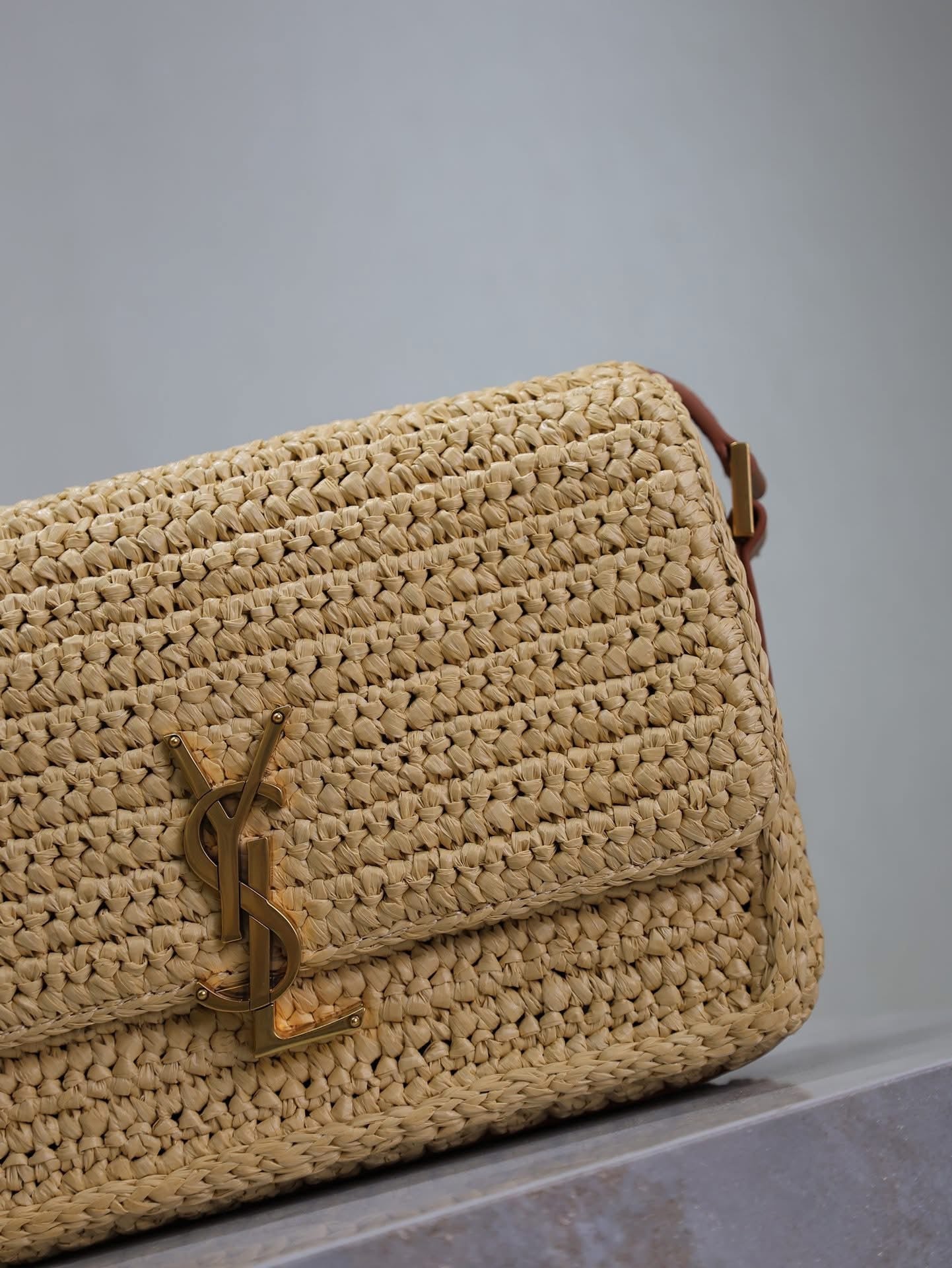 Designer Straw Flap Bag