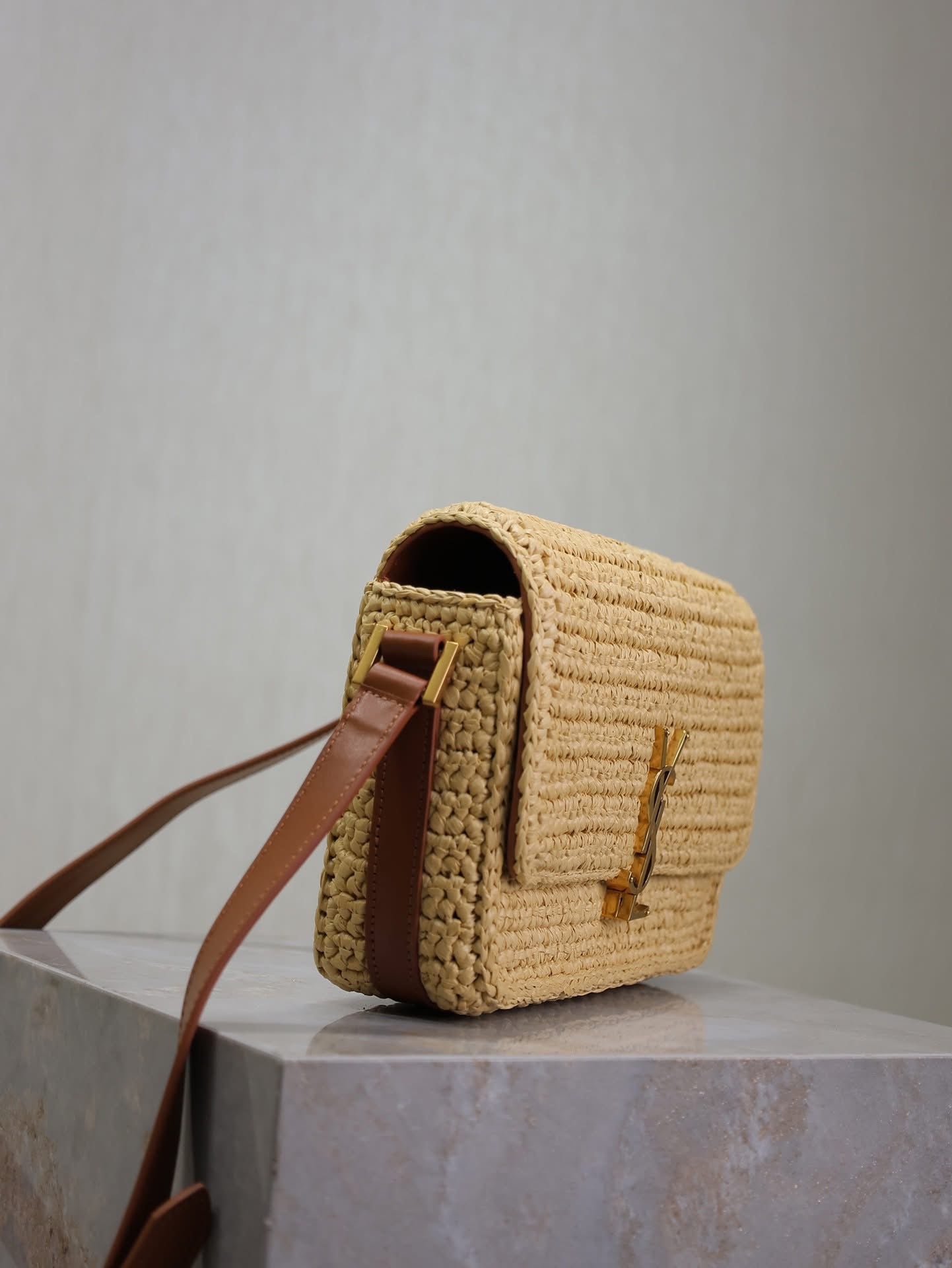 Designer Straw Flap Bag
