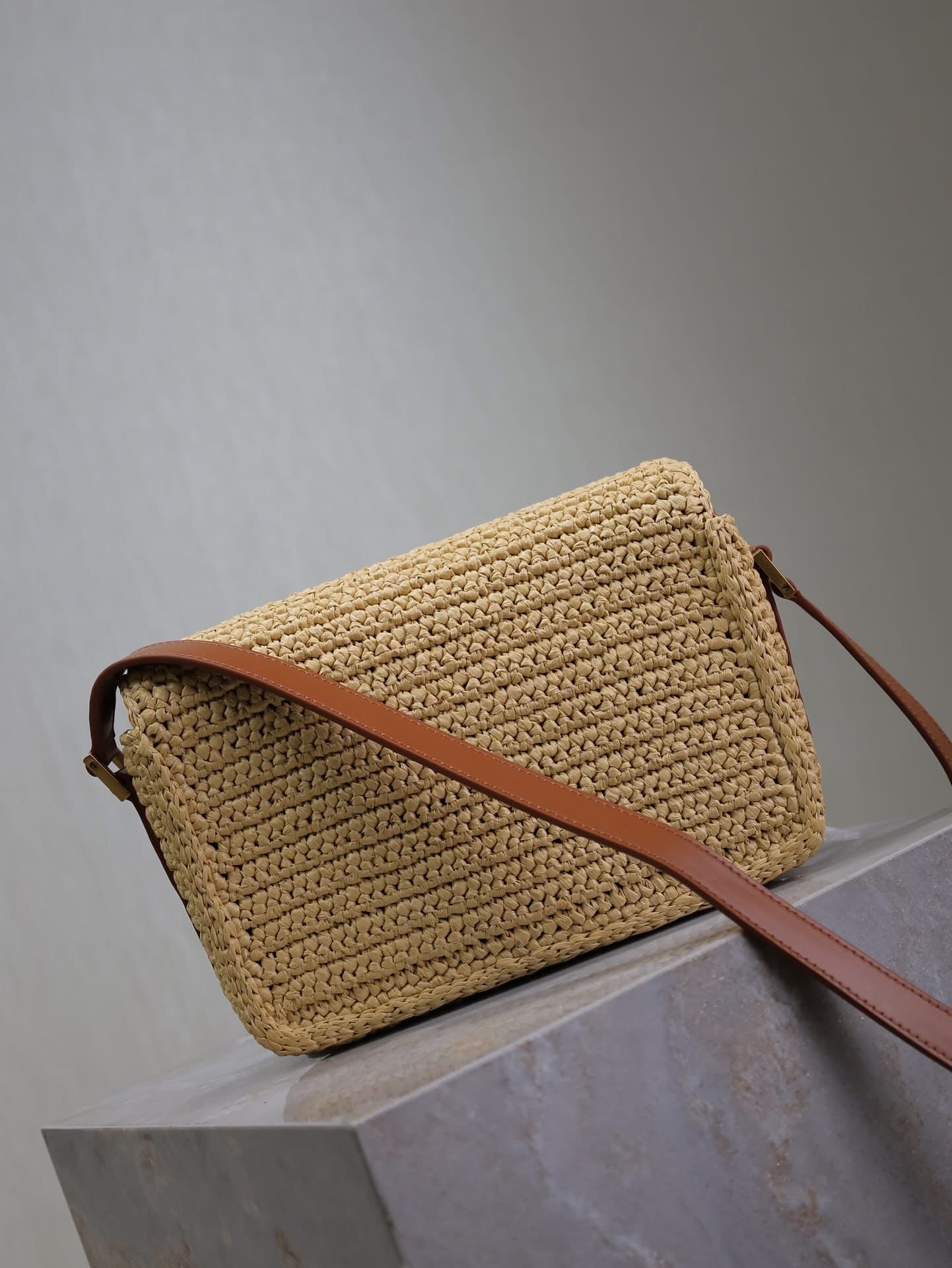 Designer Straw Flap Bag
