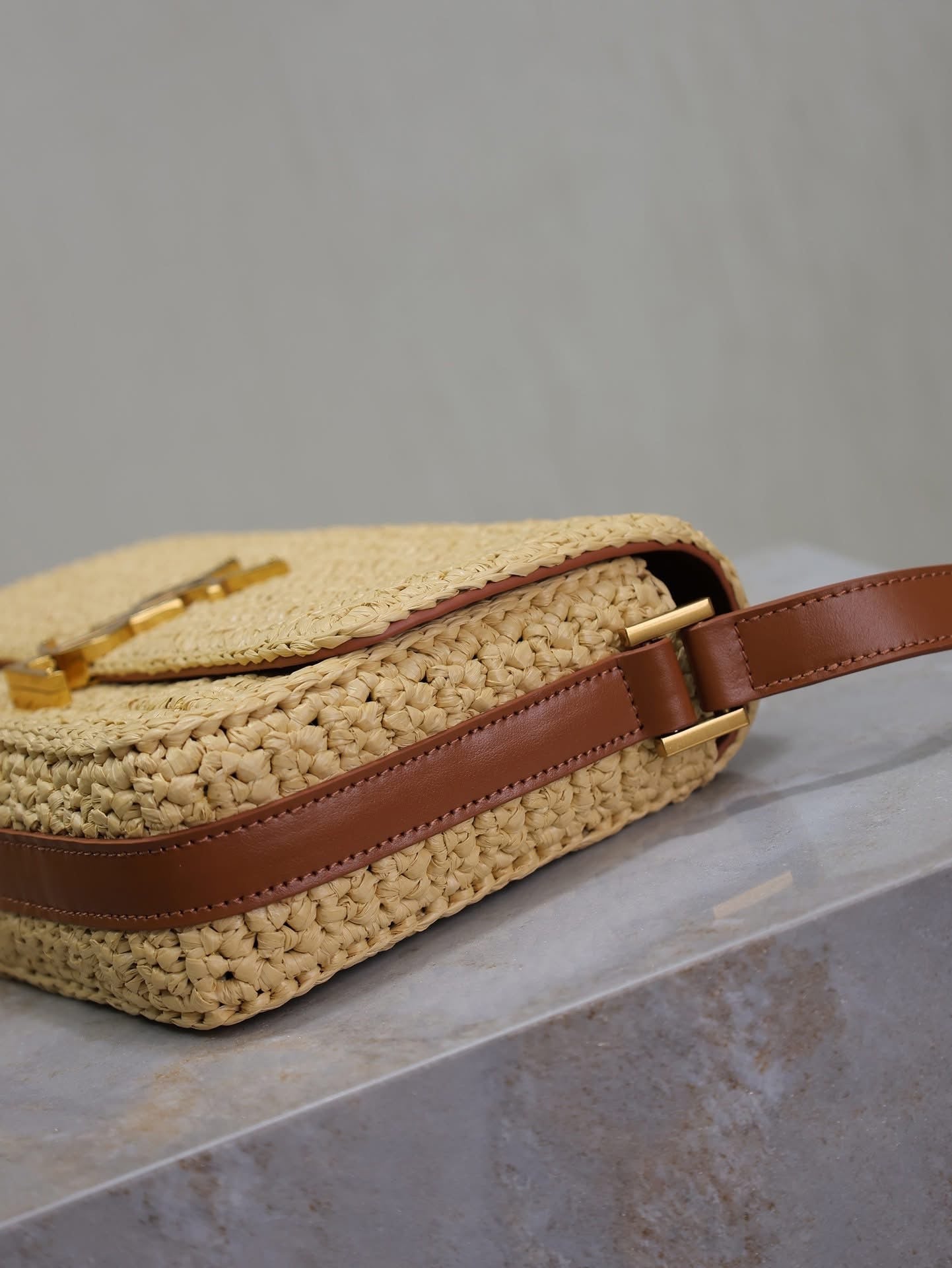Designer Straw Flap Bag