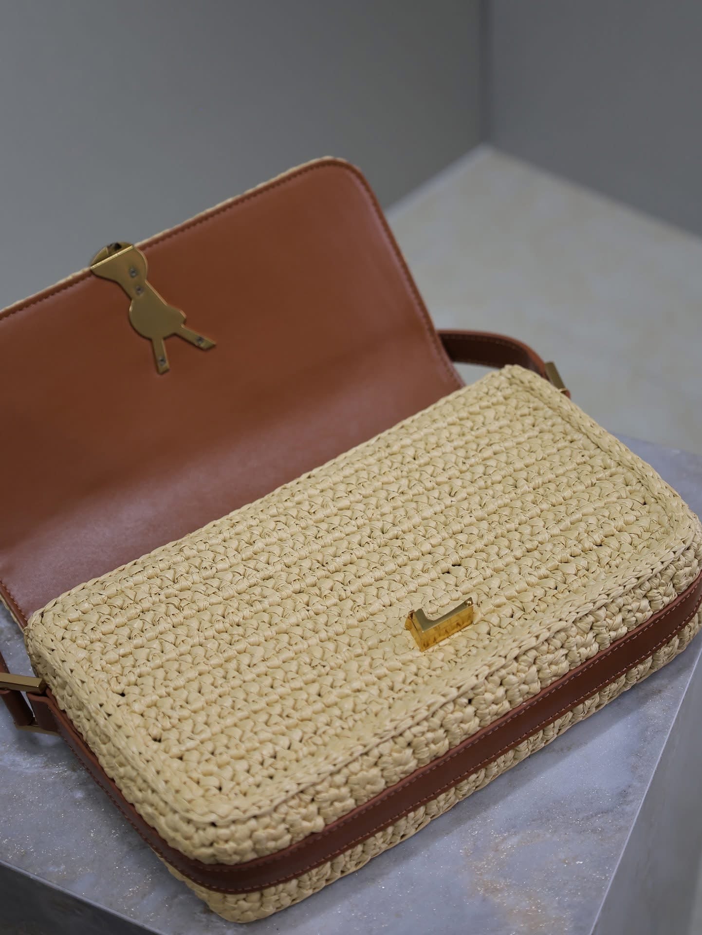 Designer Straw Flap Bag