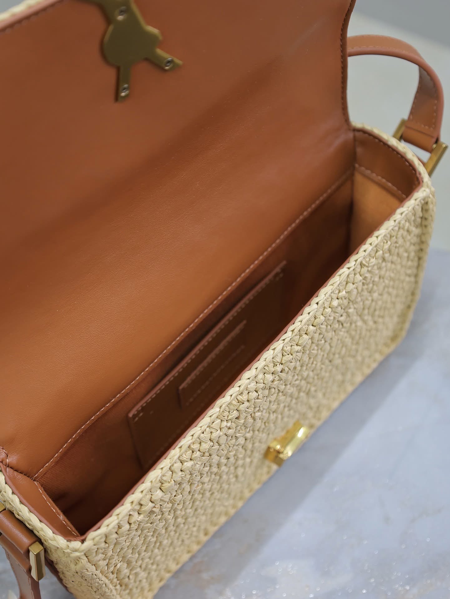 Designer Straw Flap Bag