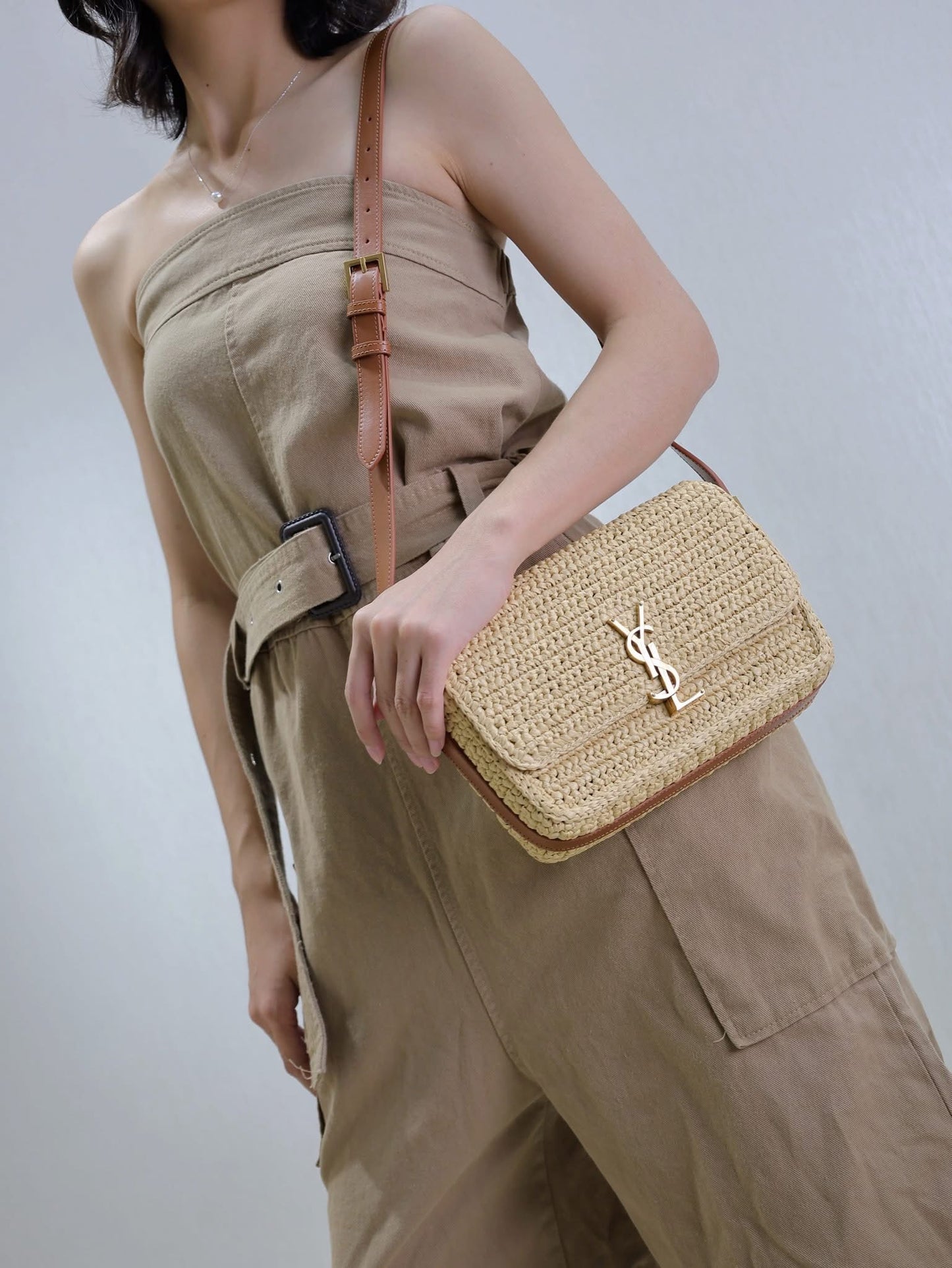 Designer Straw Flap Bag