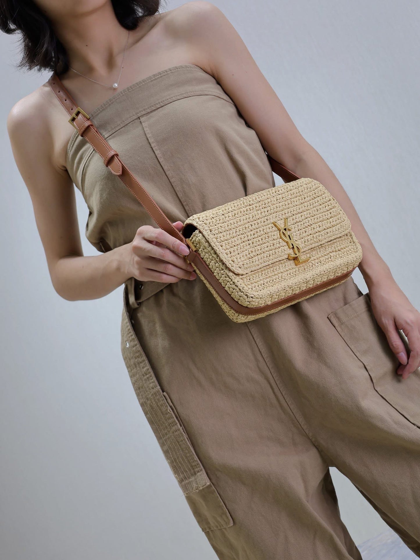 Designer Straw Flap Bag