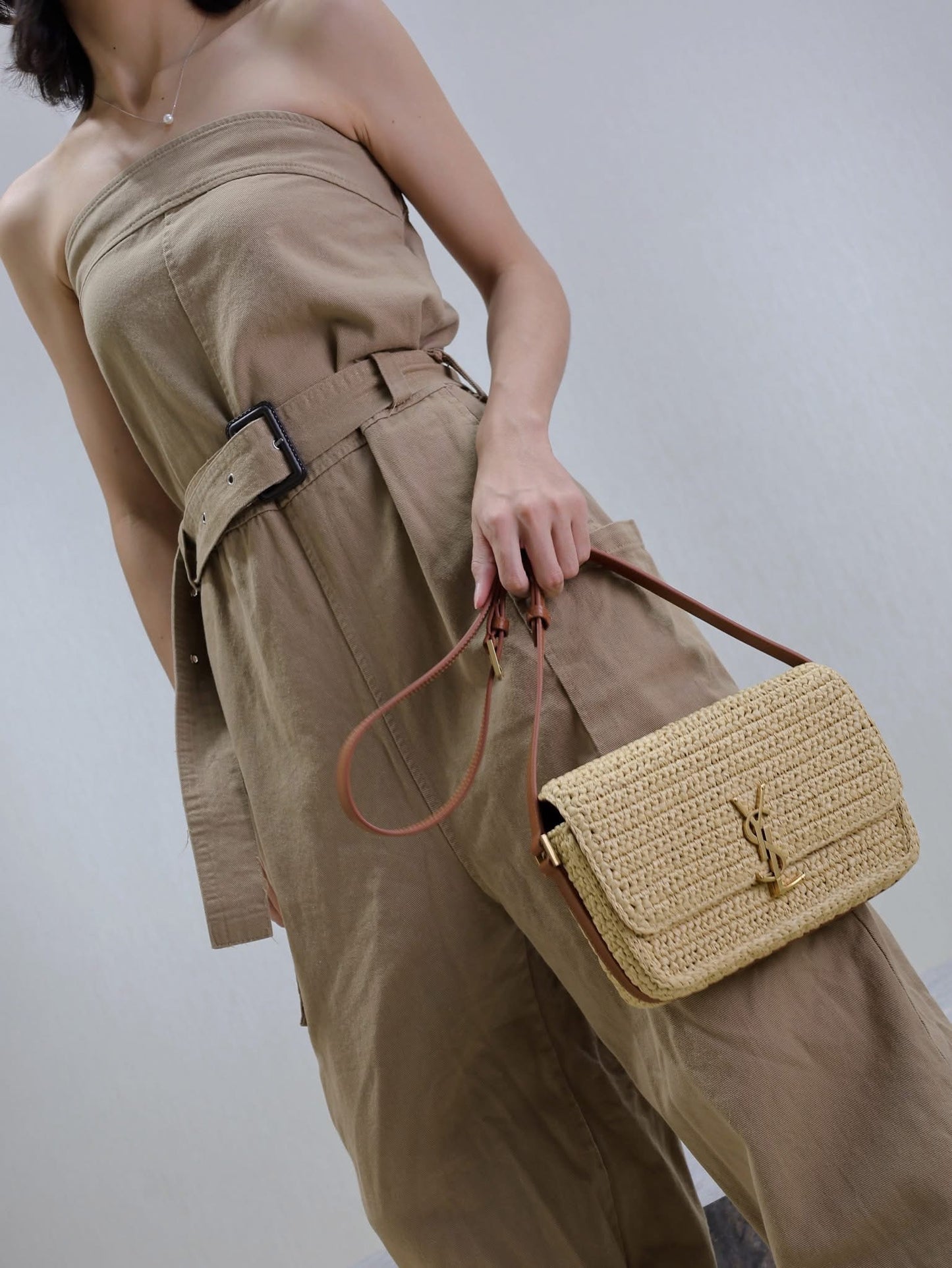 Designer Straw Flap Bag
