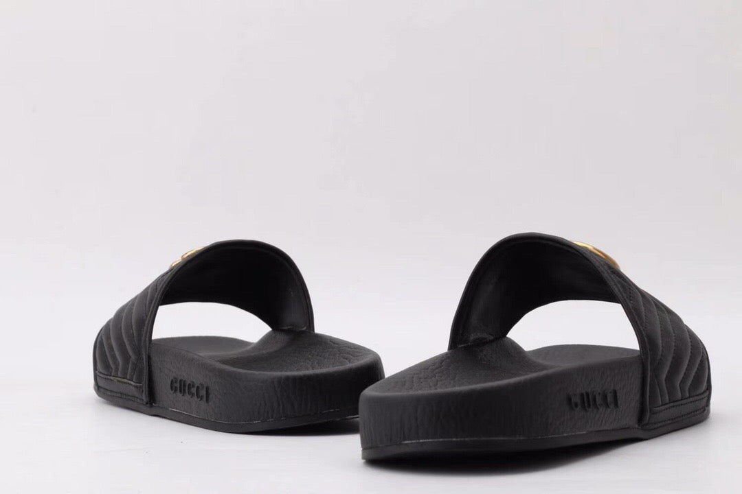 Black Slides w/ Gold Accents