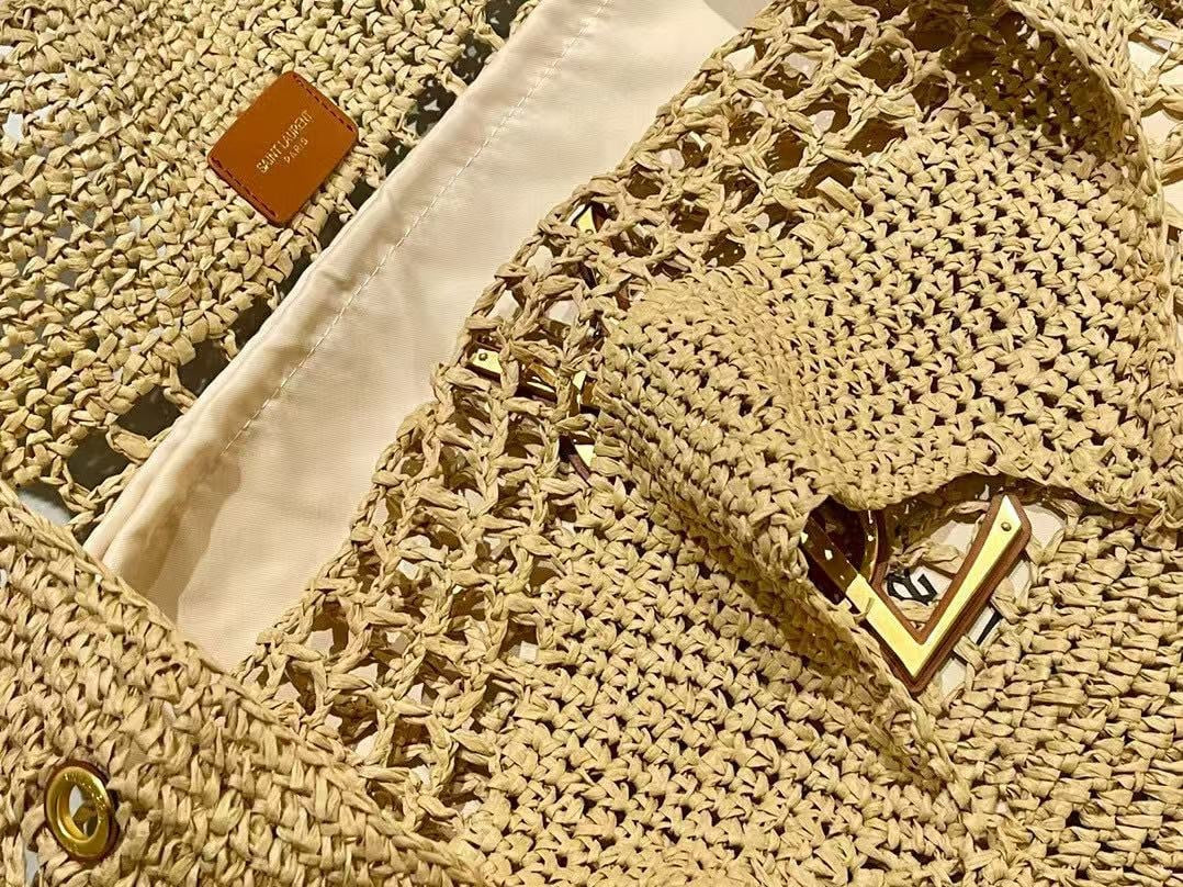 Designer Straw Tote - Sand