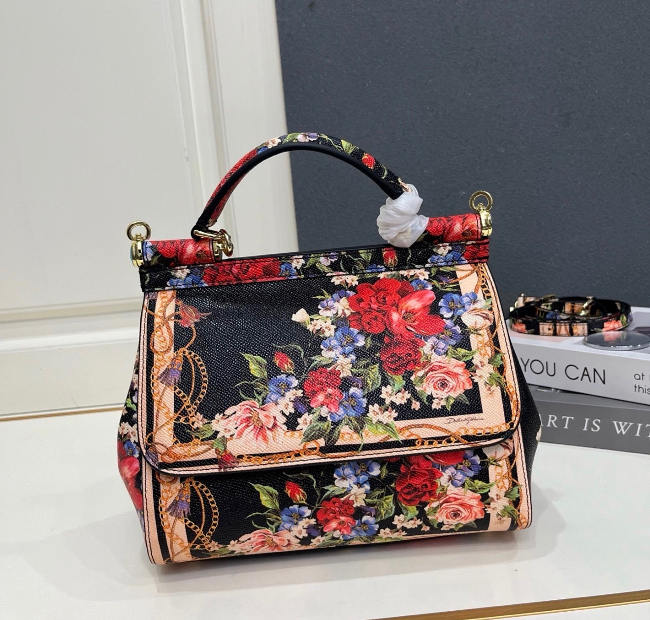 Intricate Print Floral Handbag