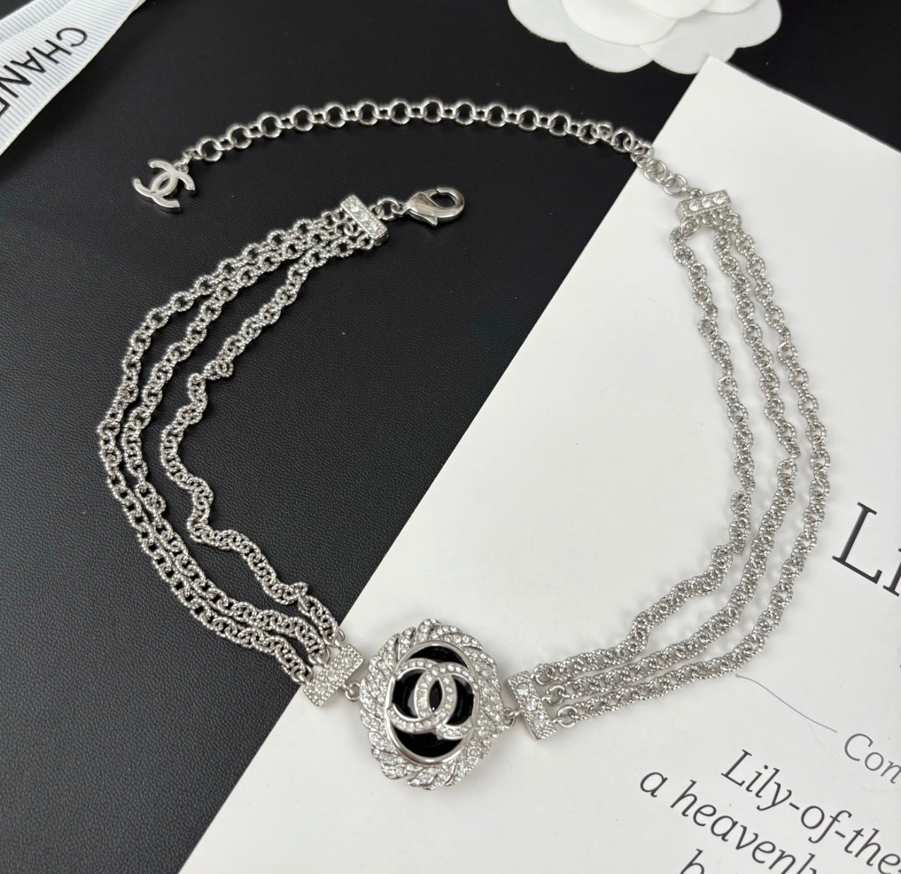 Oval Charm Triple-Strand Chain