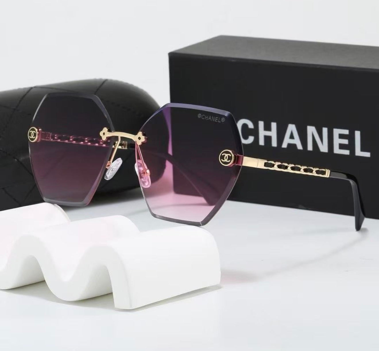 Frameless Hexagonal Sunglasses