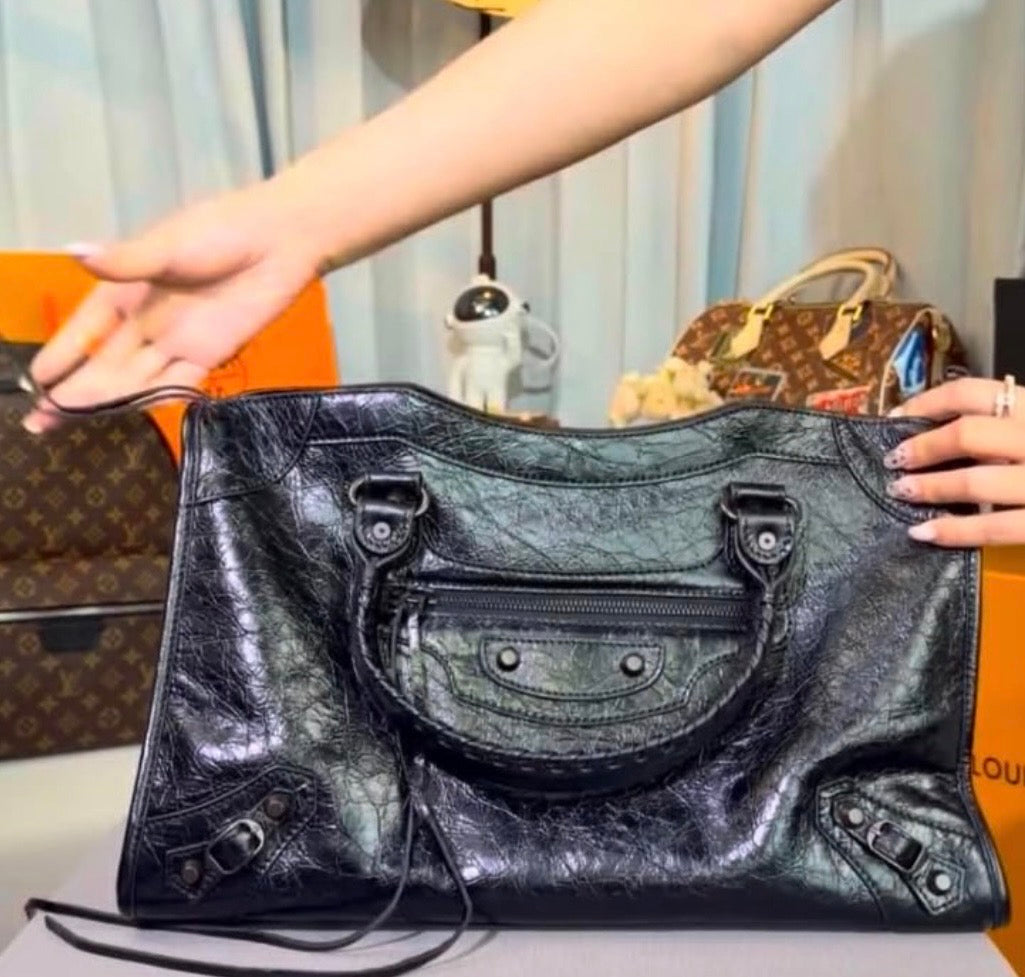 Glossy Crinkled Handbag