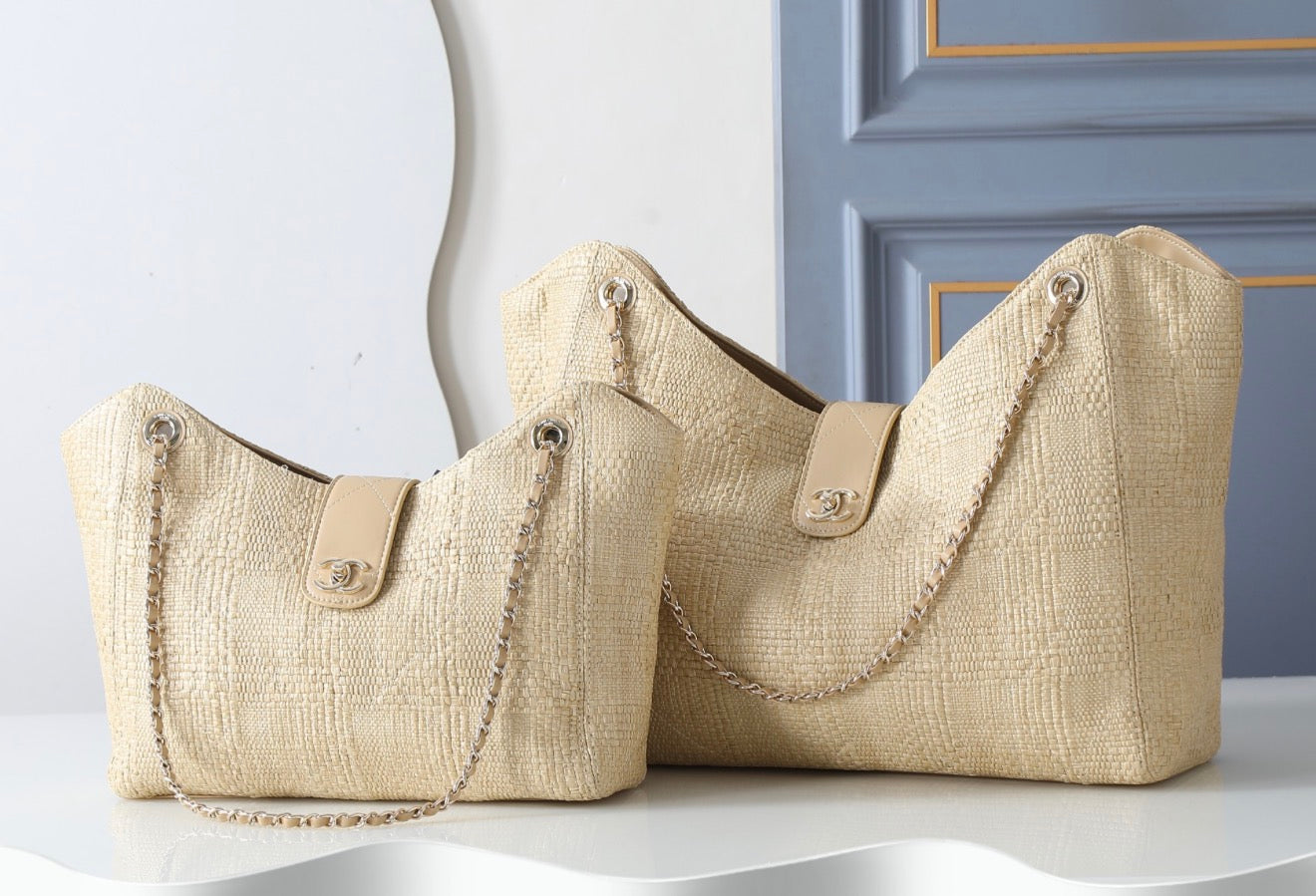 Raffia Hobo Shopping Bag