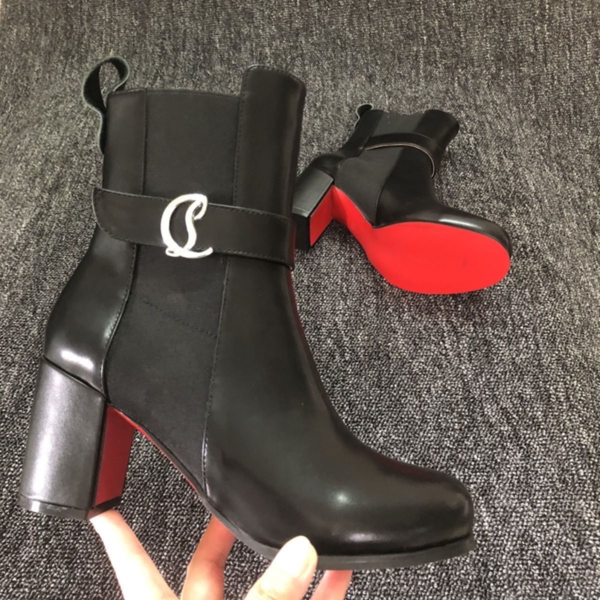 Designer Black/Red Boots
