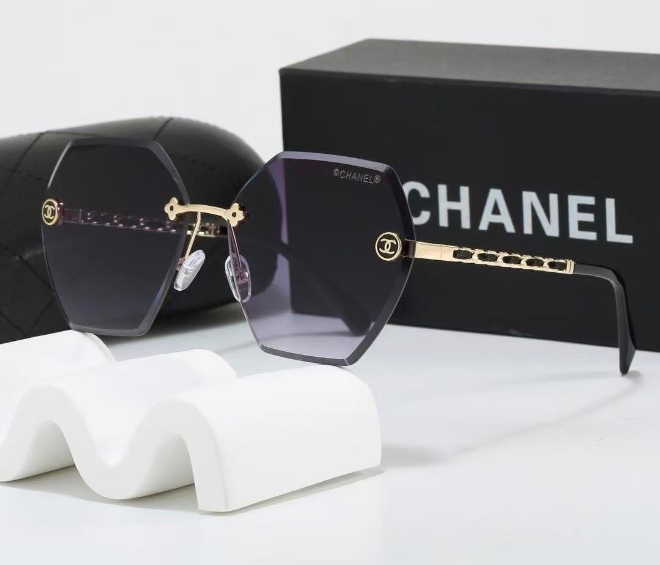 Frameless Hexagonal Sunglasses