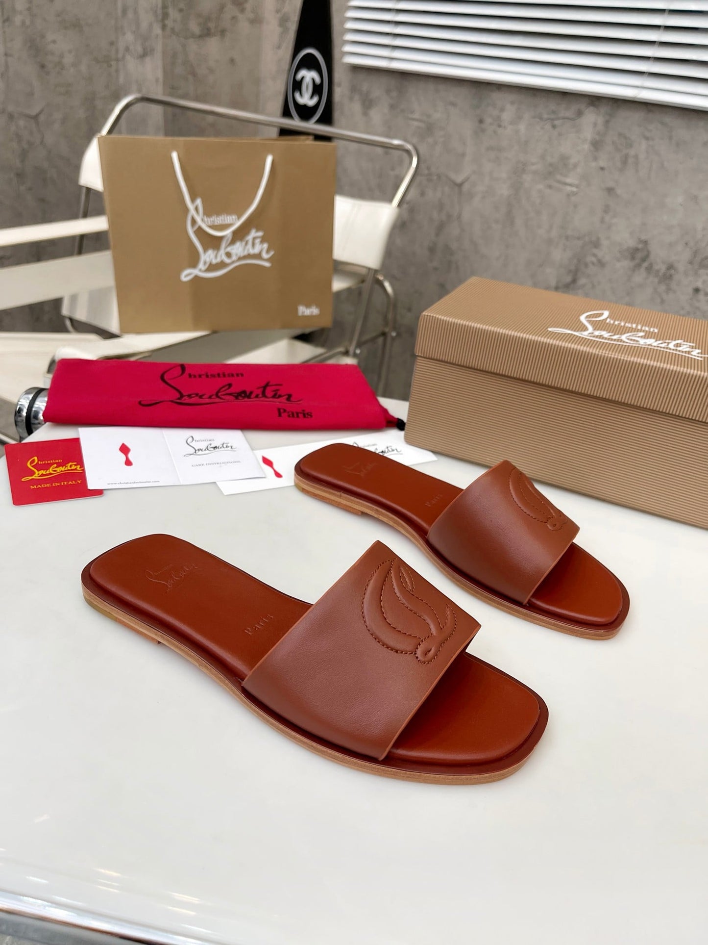 C L Designer Square Toe Slides