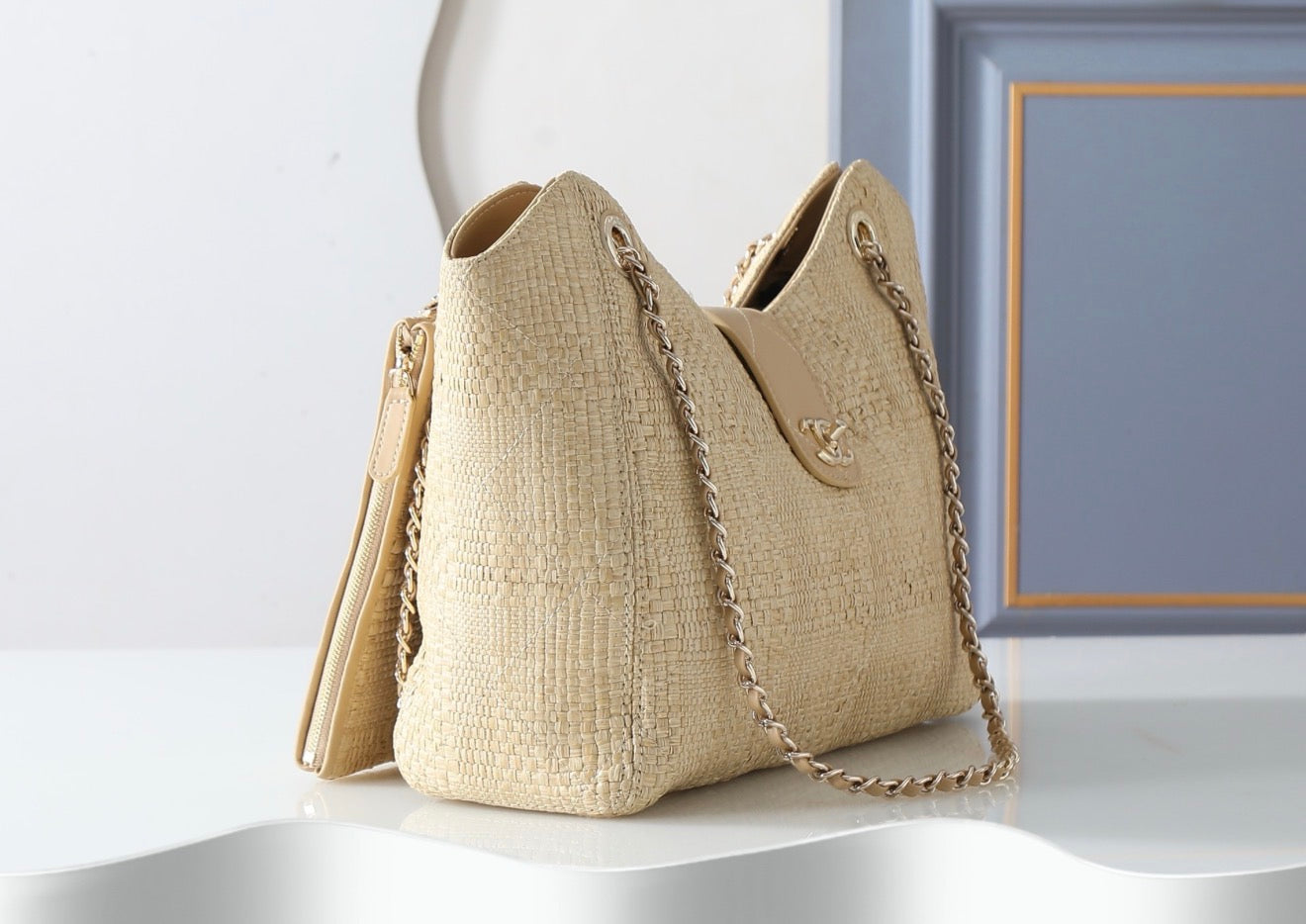 Raffia Hobo Shopping Bag