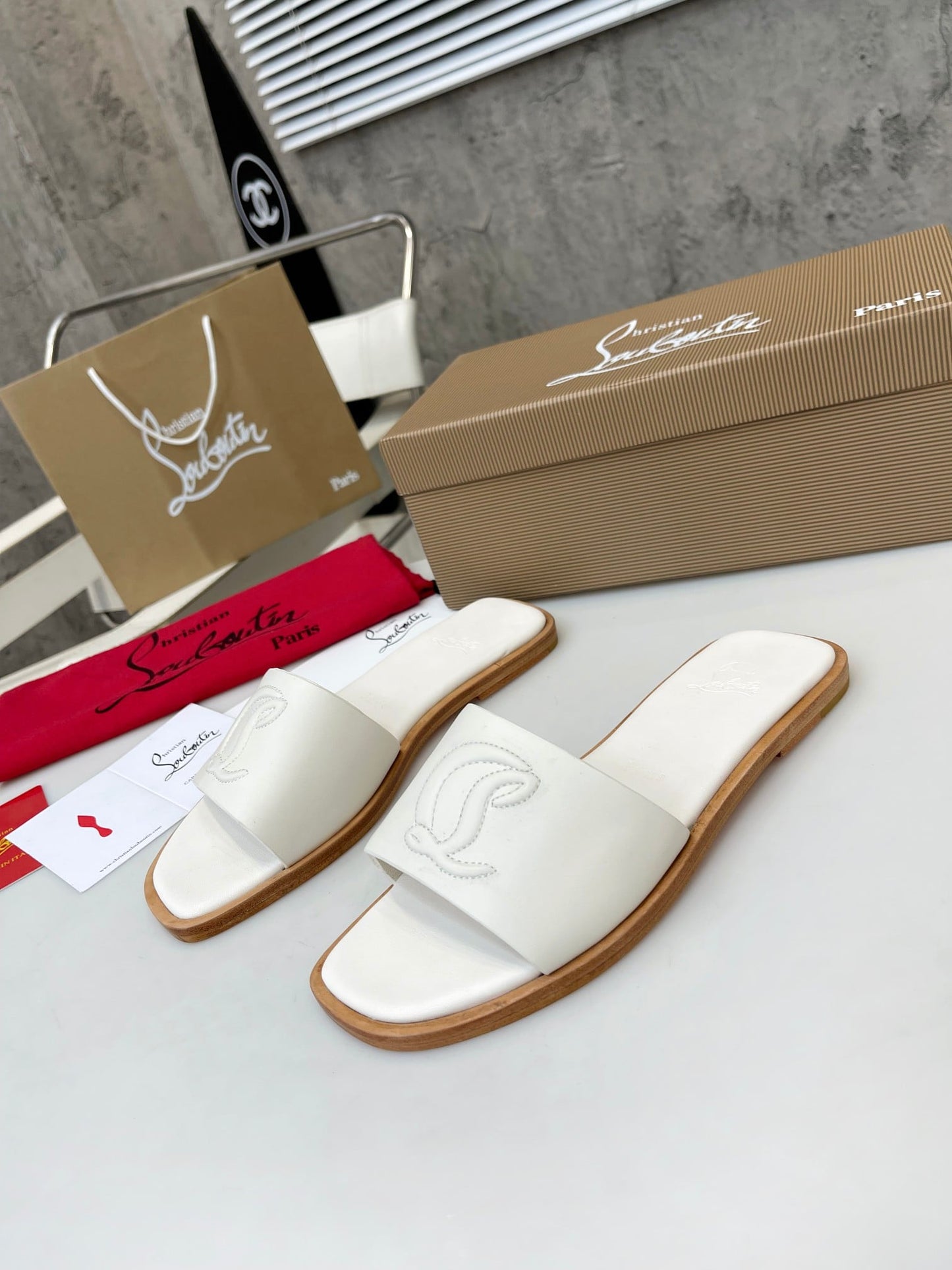 C L Designer Square Toe Slides