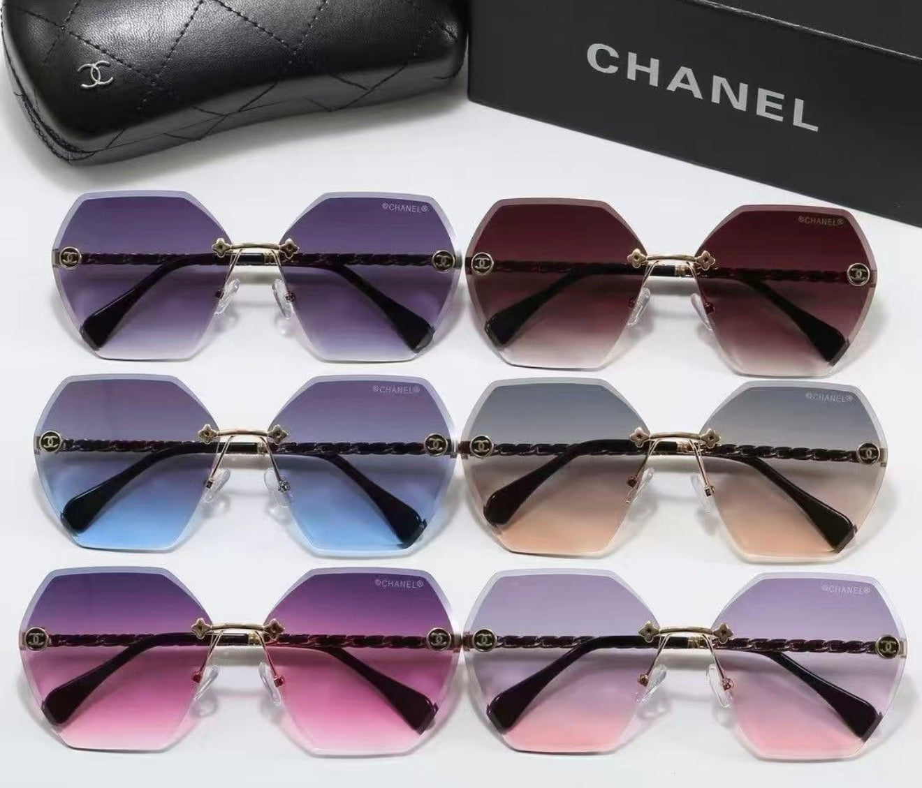 Frameless Hexagonal Sunglasses
