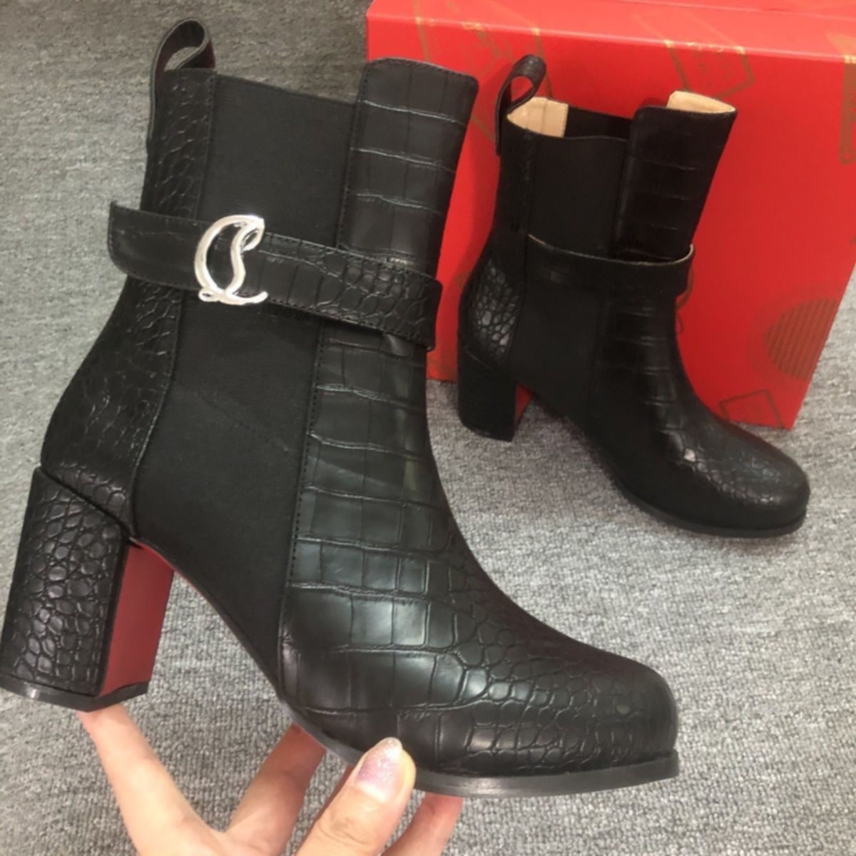 Designer Black/Red Boots