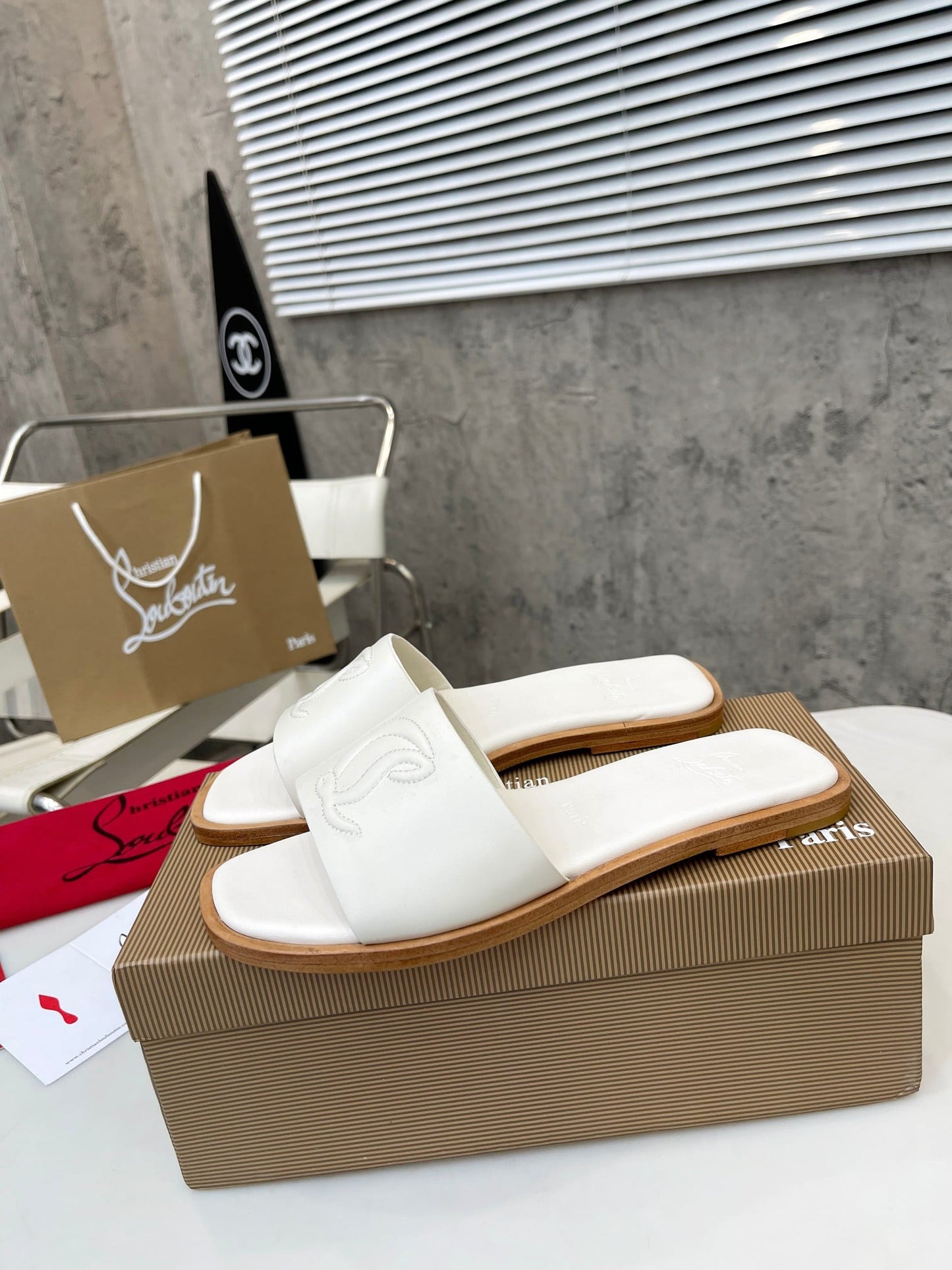 C L Designer Square Toe Slides