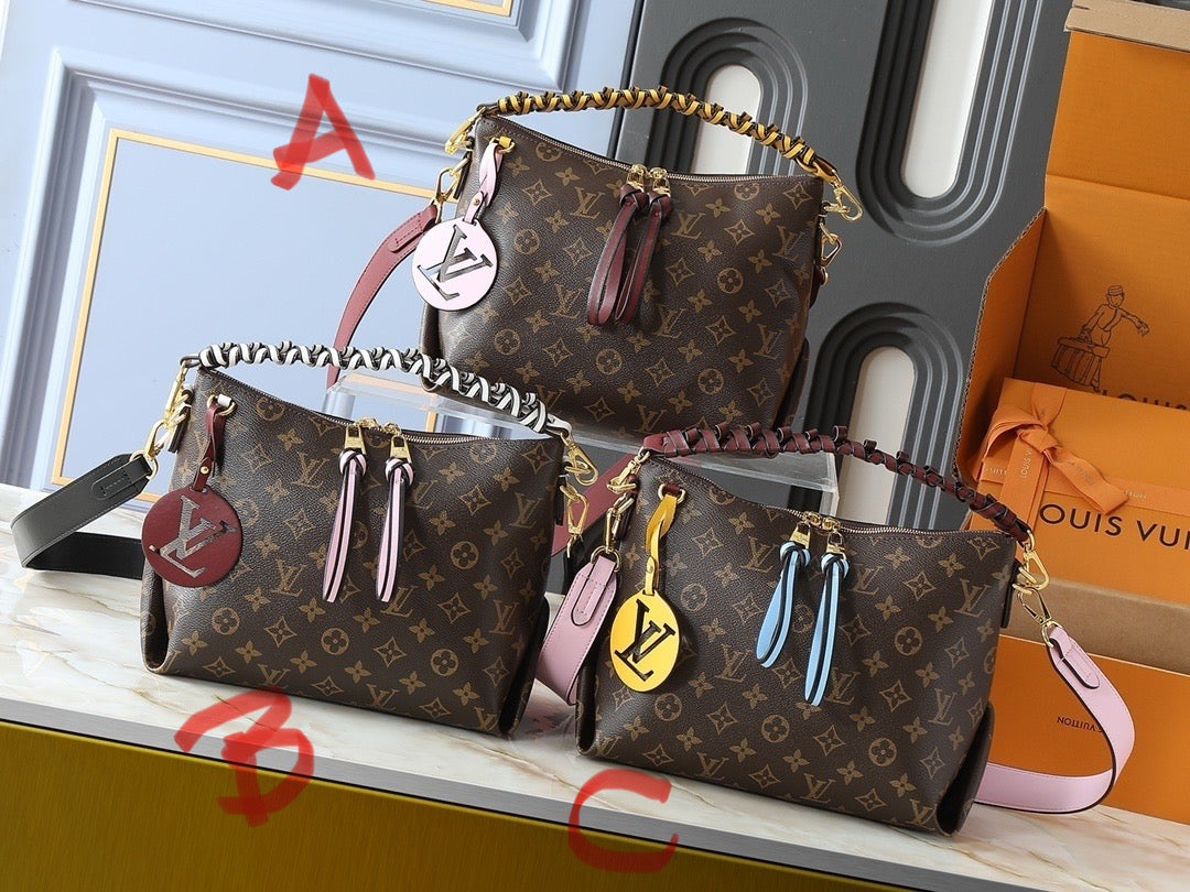 Braided Handle Leather Handbag