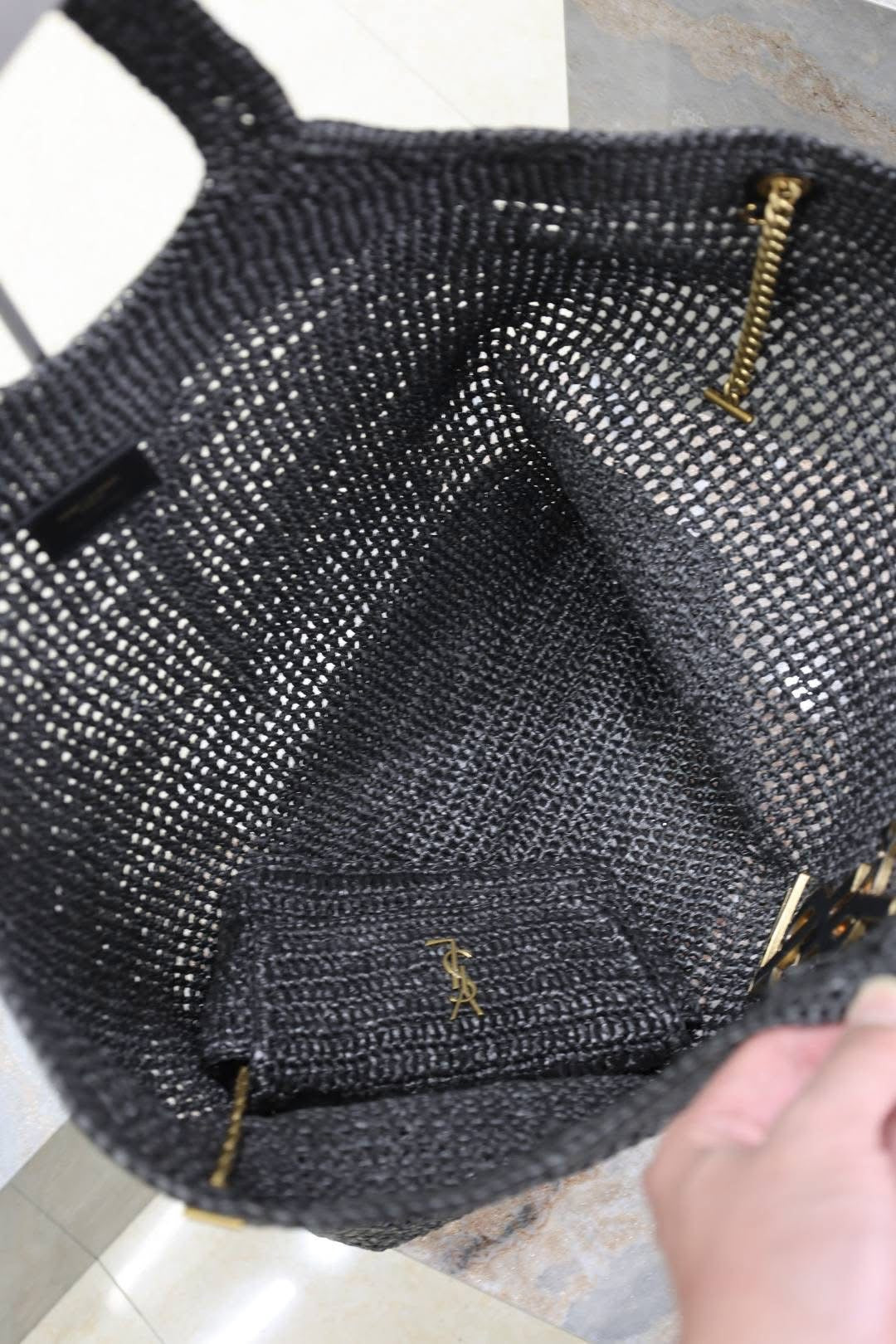 Designer Straw Tote - Black